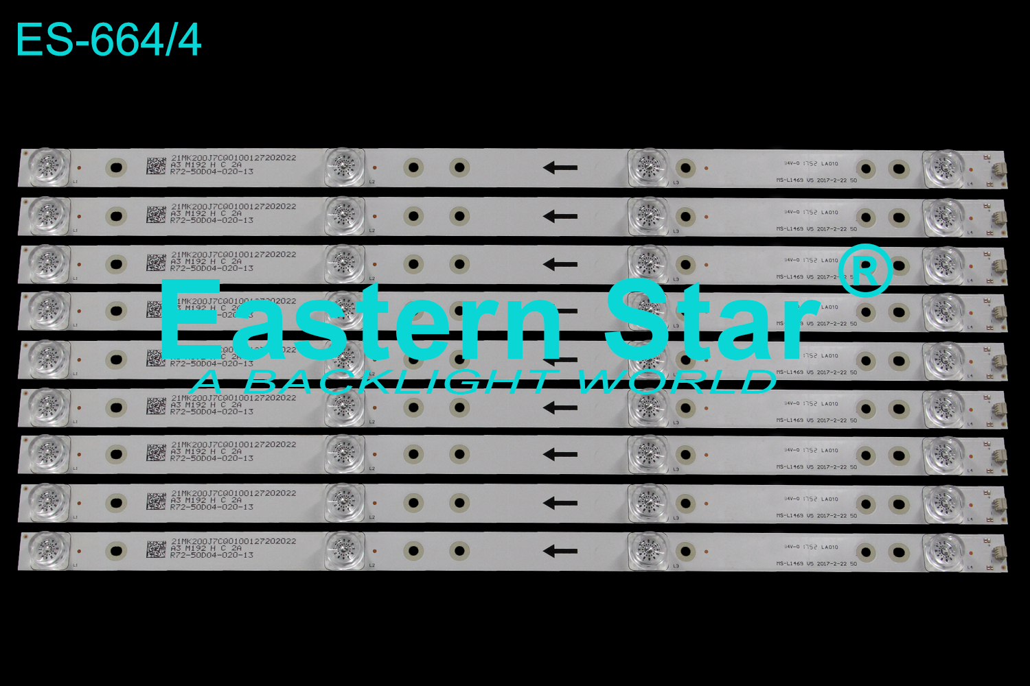 ES-664 LED TV Backlight use for 50" Asanzo MS-L1469 V5 2017-2-22 50 R72-50D04-020-13 LED STRIPS(9)
