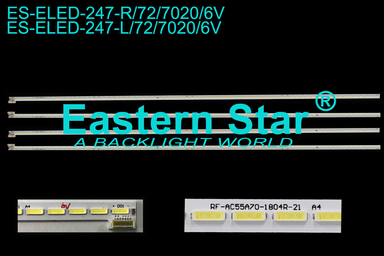 ES-ELED-247 ELED/EDGE TV backlight 55'' 72LEDs use for CHANGHONG RF-AC550A70-1804R/1804L-21 A4 LED STRIPS(2)