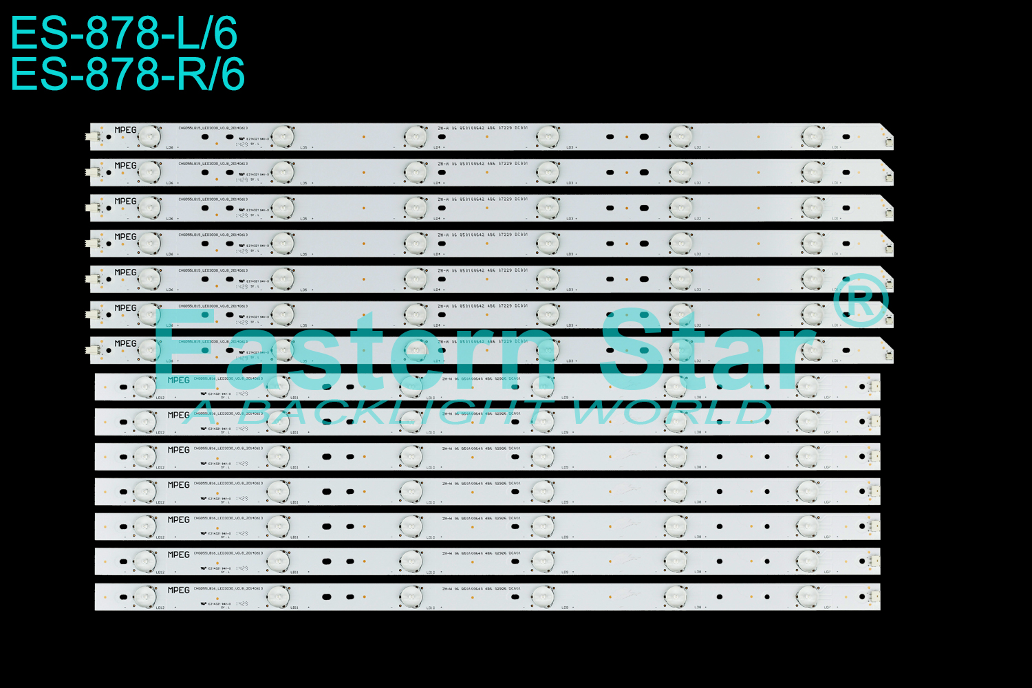 ES-878 LED TV Backlight use for HITACH 55'' TV LE55G508 CHGD55LB15_LED3030_V0.8_20140613 LED STRIPS(12)