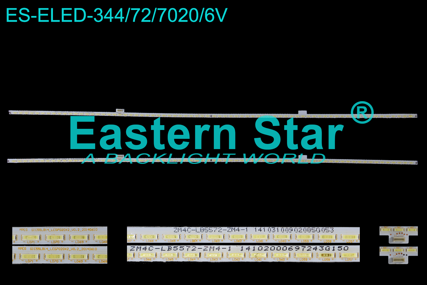 ES-ELED-344 ELED/EDGE TV backlight use for 55'' Tcl L55E5700A-UD, L55E6700A-UD, D55A561U, D55A571U, L55H7800A-UD MPEG GIC55LB14_LED7020x2_v0.2  ZM4C-LB5572-ZM4-1 LED STRIPS(2)