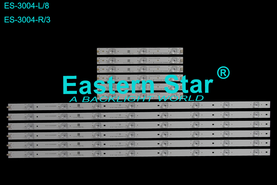 ES-3004 LED TV Backlight use for 49" Konka: LED49FI500N / MARSHAL: ME-4900 L: RF-BS490E32-0801L-02 A2  4649DL001R5414 2503 000 R: RF-BS490E32-0301R-02 A2 4649DL002R5410 0798 000 LED STRIP(12)
