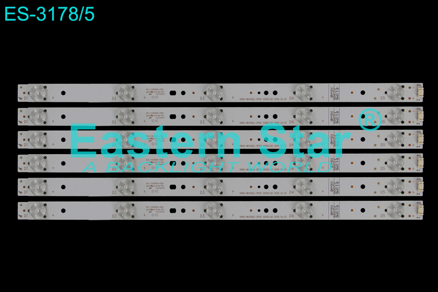 ES-3178 LED TV Backlight use for 43" LG/TESLA 43LH5000 5800-W43002-3P00 VER02.00 2015-12-31 LED STRIP(6)