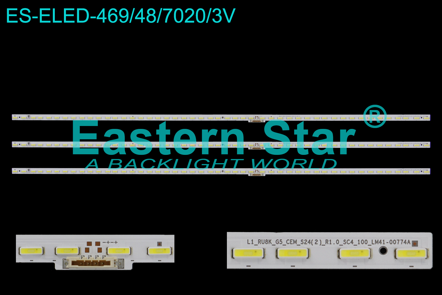 ES-ELED-469 ELED/EDGE TV backlight use for 75'' Samsung LH75QBREBGCXZA BN96-48379A  L1_RU8K_G5_CEM_S24(2)_R1.0_SC4_100_LM41-00723A| LM41-00774A LED STRIPS(3）