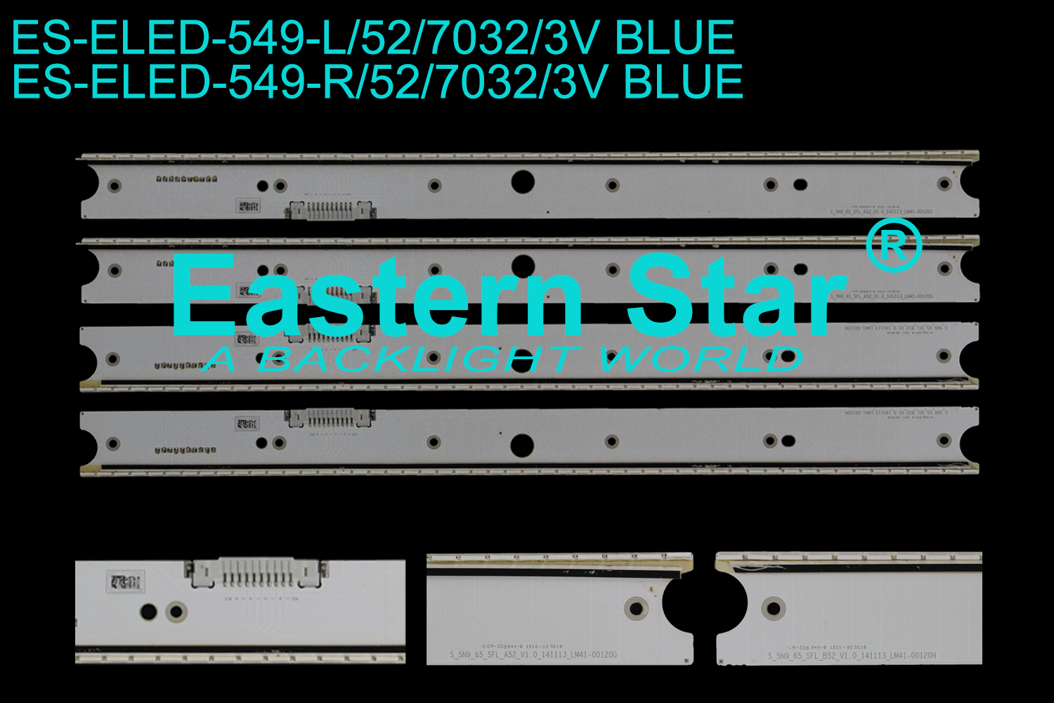 ES-ELED-549 ELED/EDGE TV backlight use for 65'' Samsung UA65JS9800JXXZ S_5N9_65_SFL_A52_V1.0_LM41-00172G， S_5N9_65_SFL_B52_V1.0_LM41-00172H, 34776A, 34777A LED STRIPS(4)