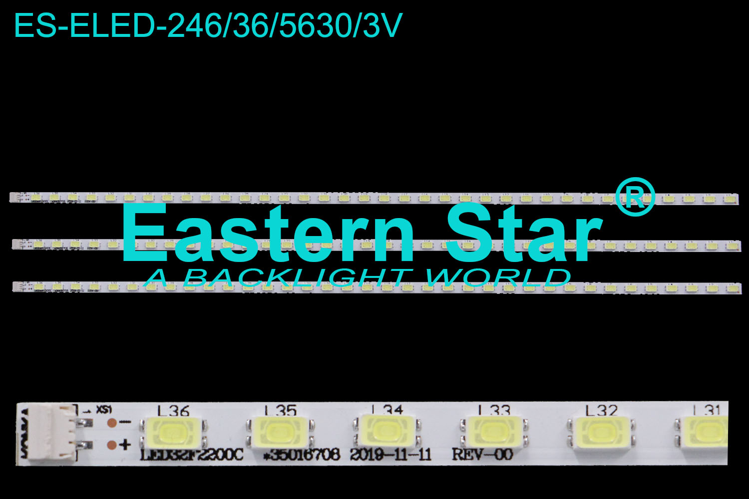 ES-ELED-246 ELED/EDGE TV backlight 32'' 36LEDs use for Konka LED32F2200C *35016708 2019-11-11 REV-00 LED STRIPS(2)