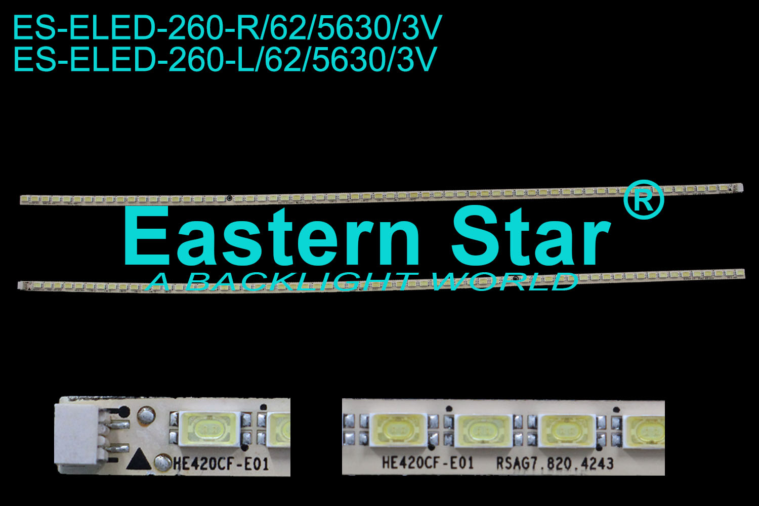 ES-ELED-260 ELED/EDGE TV backlight 42'' 62LEDs use for Hisense HE420CF-E01 RSAG7.820.4243/RSAG7.820.4241 VER.B LED STRIPS(2)