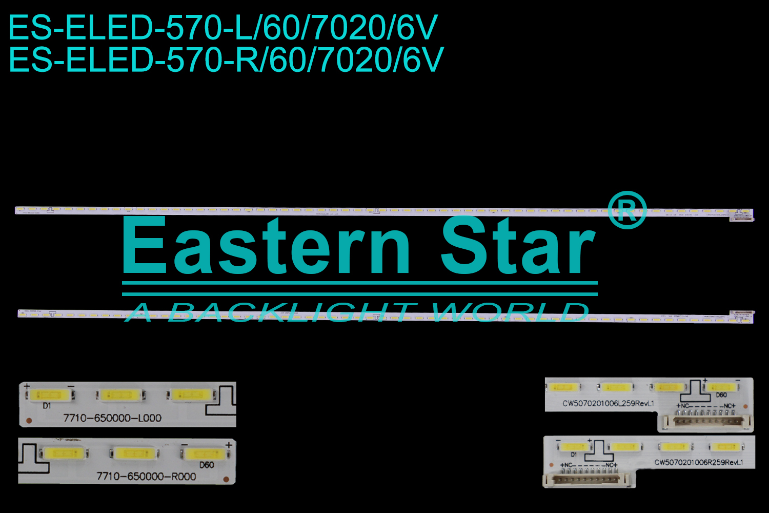 ES-ELED-570 ELED/EDGE TV backlight use for 50'' Skyworth 50E680D  CW5070201006L259RevL1 A5070200708L43URev1.2 55HH3522G38K-A01-EA5  7710-650000-L/R000 7710-650000-L/R020 LED STRIPS(2)