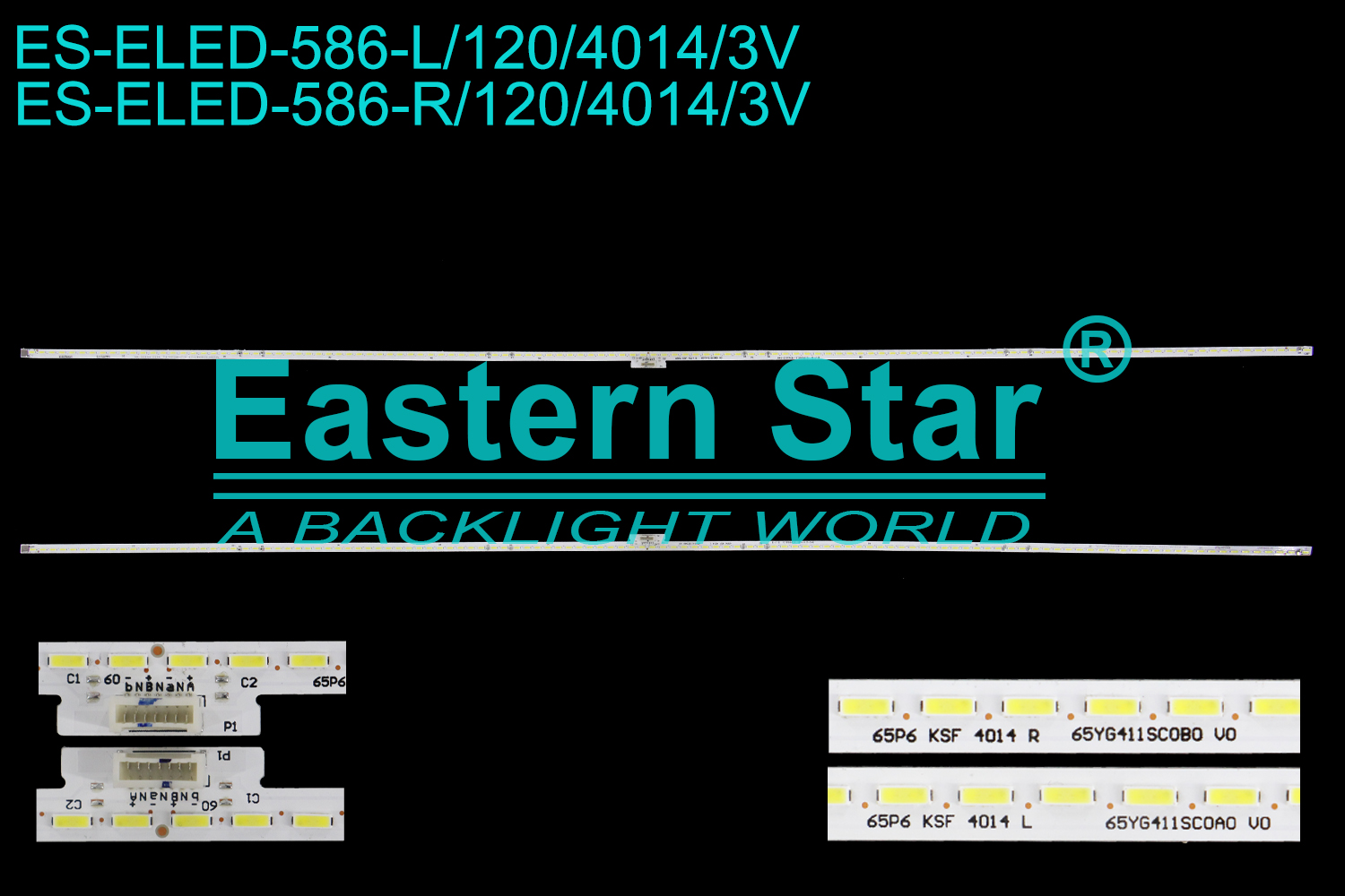 ES-ELED-586 ELED/EDGE TV backlight use for 65'' Tcl  65S517,65S513,65S515  L/R:HR-98404-0182 T47MNAB-C-K 4C-LB65C0-HR03L 94V-0 YFPCB-1 E355813 65P6 KSF 4014 L/R 65YG411SC0A0 V0 LED STRIPS(2)