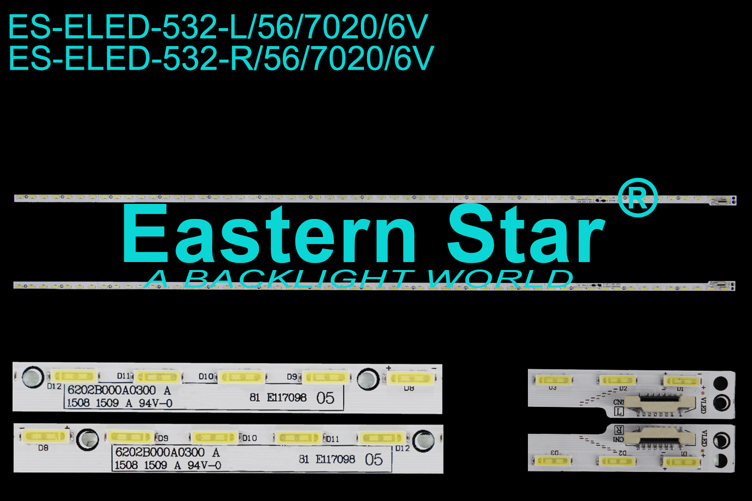 ES-ELED-532 ELED/EDGE TV backlight use for 58'' Skyworth 58E6200 6202B000A0300,6202B000Z0300  LED STRIPS(2)