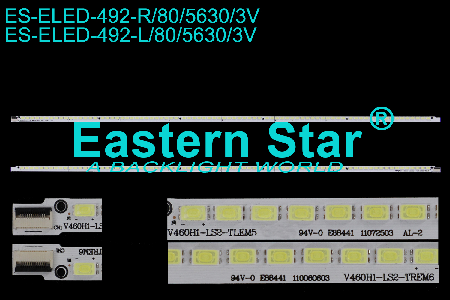ES-ELED-492 ELED/EDGE TV backlight use for 46'' Skyworth V460H1-LS2-TREM5  V460H1-LS2-TLEM5 46E65SG  LED STRIPS(2）