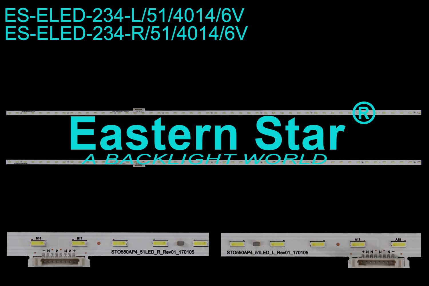 ES-ELED-234 ELED/EGDE TV Backlight 55" Sony L/R: STO550AP4_51LED_L/R_Rev01-170105  STO550AN5_51LED_L/R_Rev04_161013 (2)