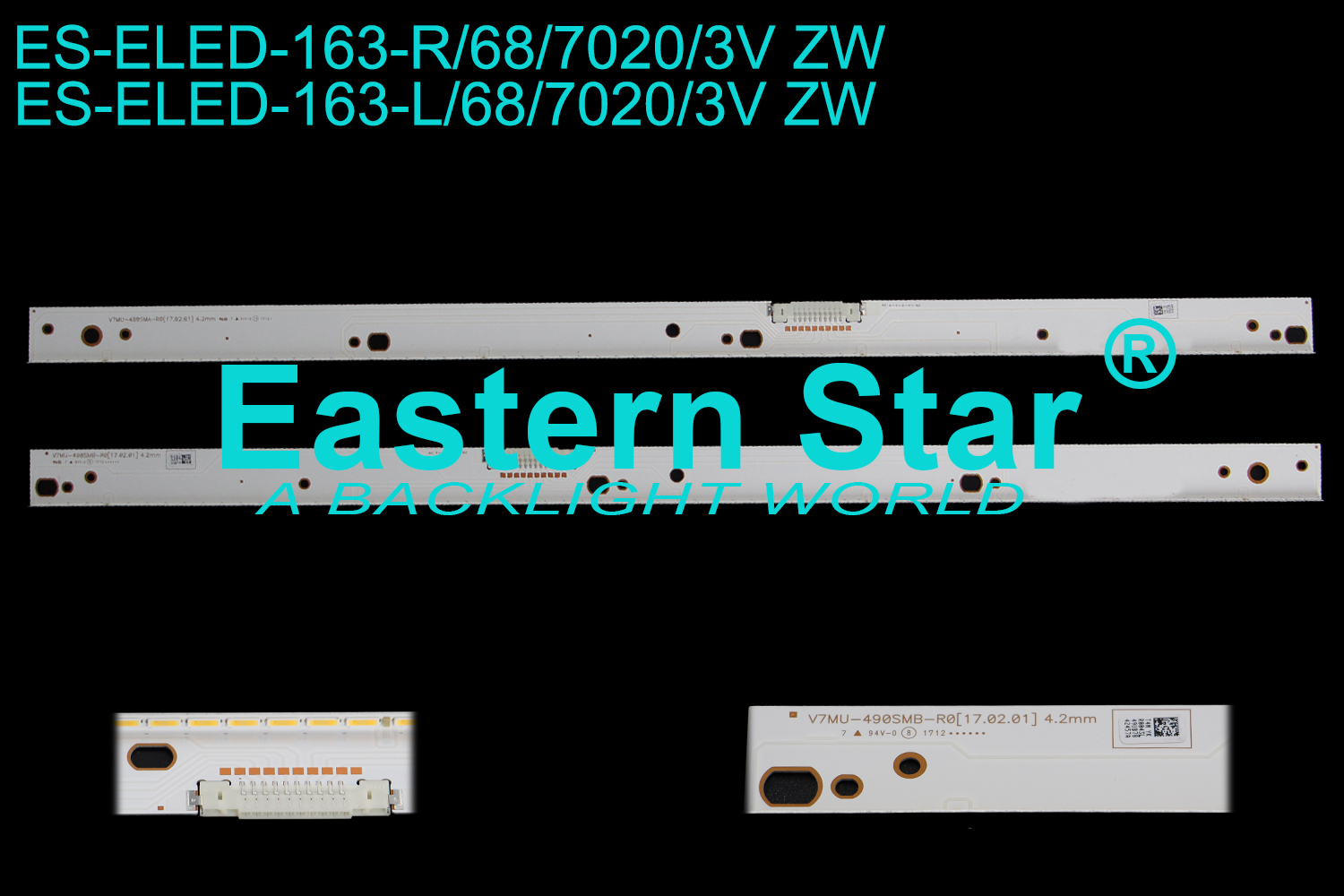 ES-ELED-163 ELED/EDGE TV backlight use for Samsung 49'' 68LEDs V7MU-190SMB/A-R0[17.02.01] 4.2MM LED STRIPS(2)