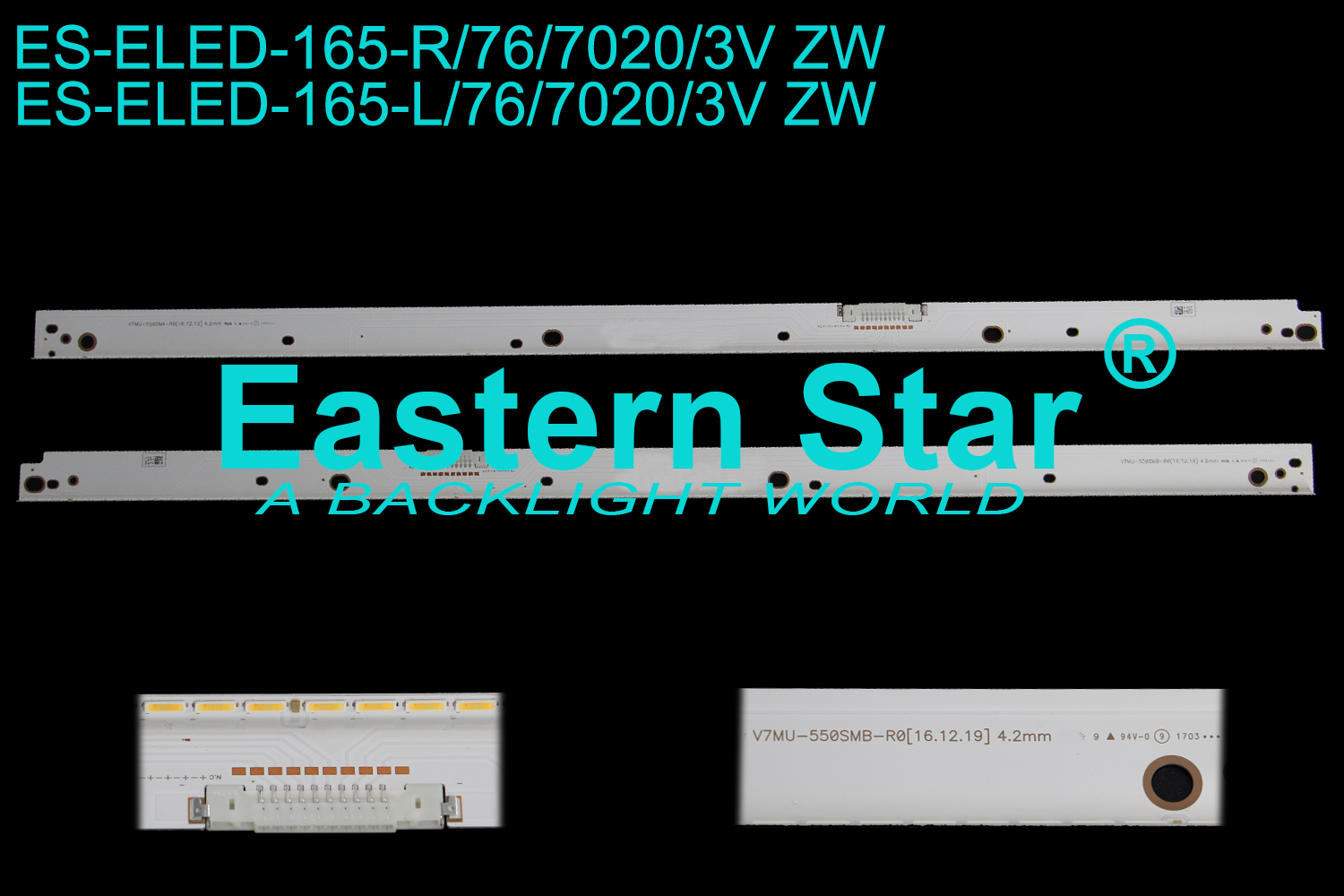 ES-ELED-165=ES-ELED-121 ELED/EDGE TV backlight use for Samsung 55'' 76LEDs V7MU-550SMB/A-R0[16.12.19] 4.2mm LED STRIPS(2)