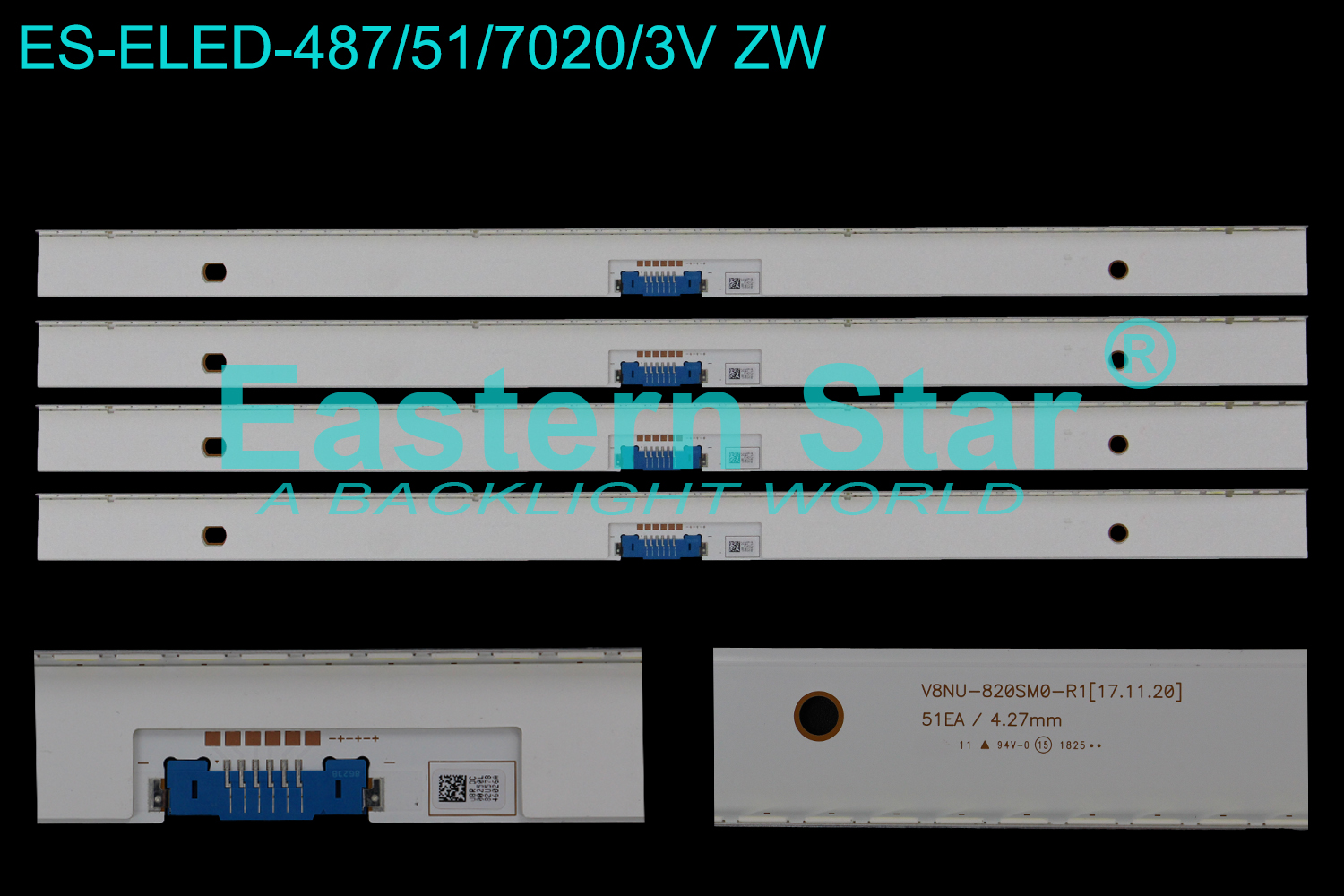 ES-ELED-487 ELED/EDGE TV backlight use for 82'' Samsung V8NU-820SM0-R1[17.11.20] 51EA/4.27MM LED STRIPS(4）