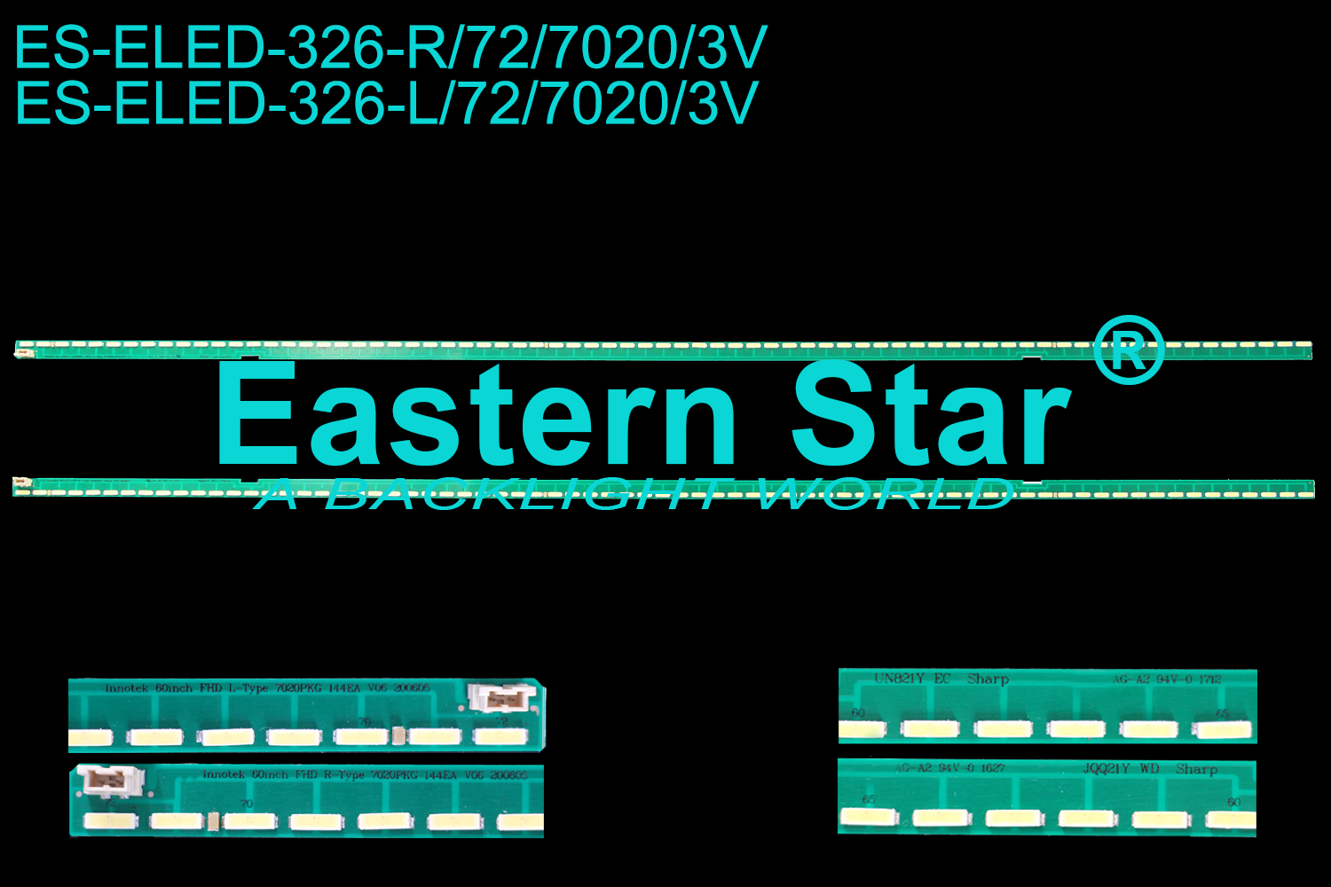ES-ELED-326 ELED/EDGE TV backlight use for 60'' Lg 60LX341C-UA, 60UB8200-UH, 60LF6300-UA INNOTEK 60INCH FHD L-TYPE 7020PKG 144EA V06 140725| LG INNOTEK 60inch FHD R-TYPE 7020PKG 144EA V06 140725 LED STRIPS(2)