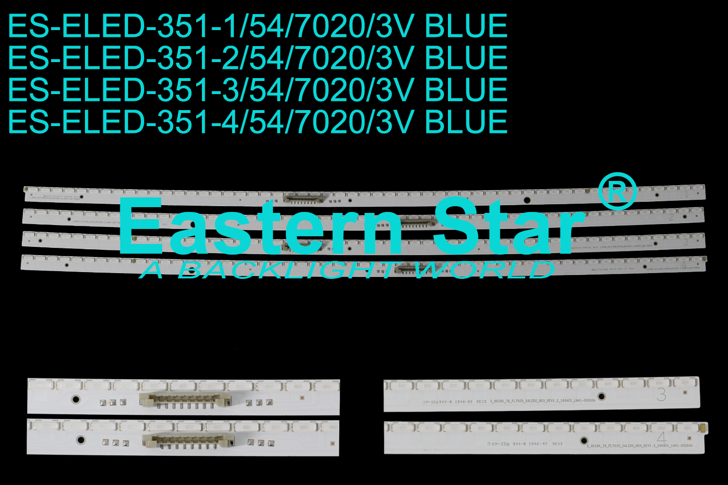 ES-ELED-351 ELED/EDGE TV backlight use for 78'' Samsung  S_6KS9K_78_FL7020_54LEDS_M01/2/3/4_REV1.2_160401_LM41-00281/2/3/4A  LED STRIPS(4)