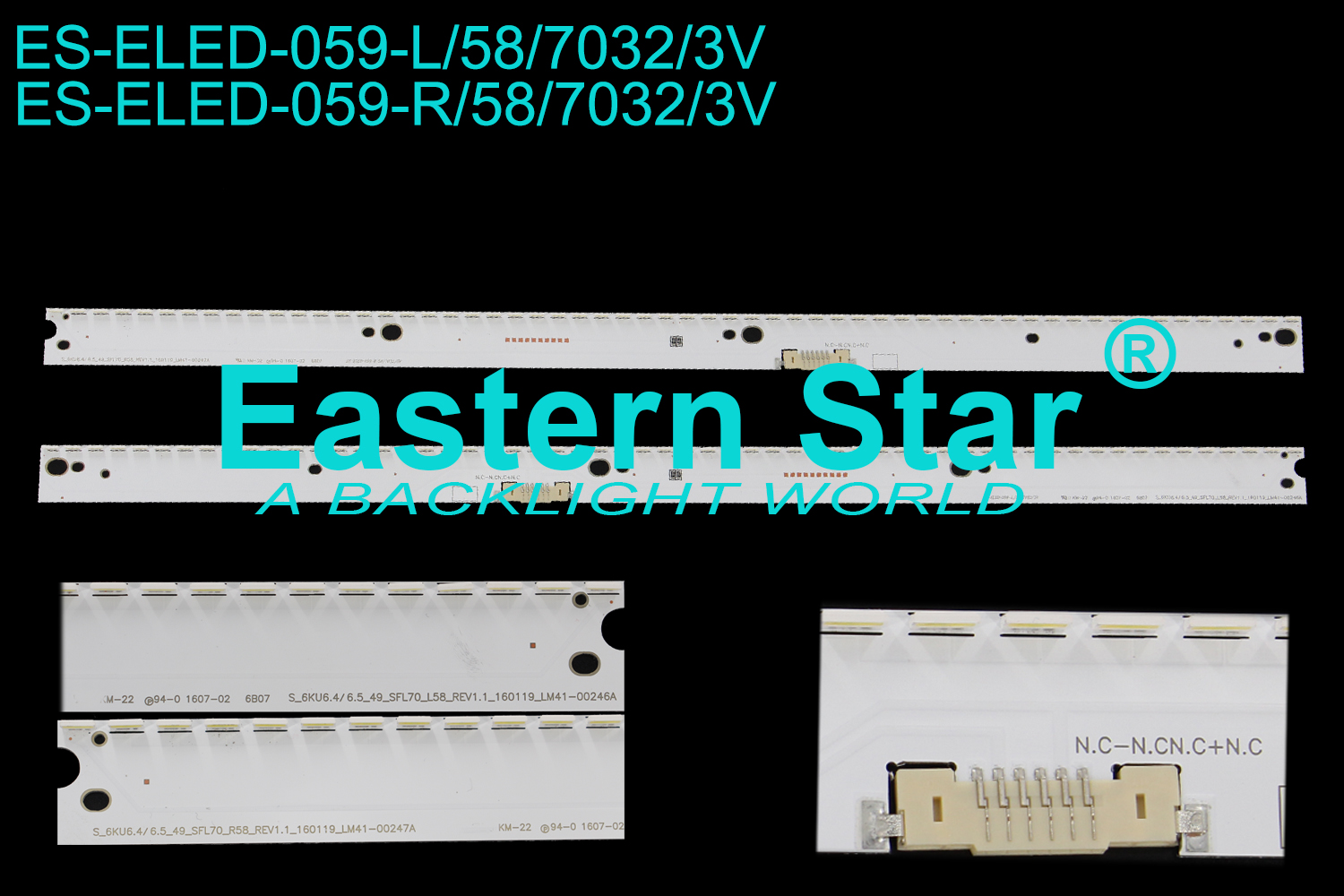ES-ELED-059 ELED/EDGE TV Backlight use for Samsung 49" S_6KU6.4/6.5_49_SFL70_L58_REV1.1_160119_LM41-00329A  S_6KU6.4/6.5_49_SFL70_R58_REV1.1_160119_LM41-00320A