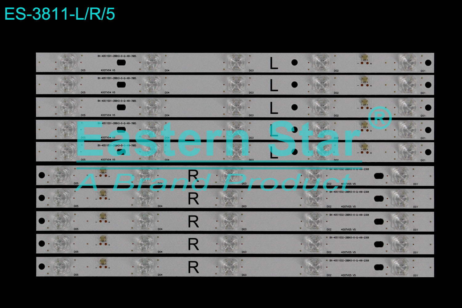 ES-3811 LED TV Backlight use for 40" Panasonic TX-40AX630B  L: 400TV04 V5  BX-40S11E01-2BBH3-0-Q-49I-7885  R: 400TV05 V5  BX-40S11E02-2BBH3-0-Q-49I-2308 LED STRIP(10)