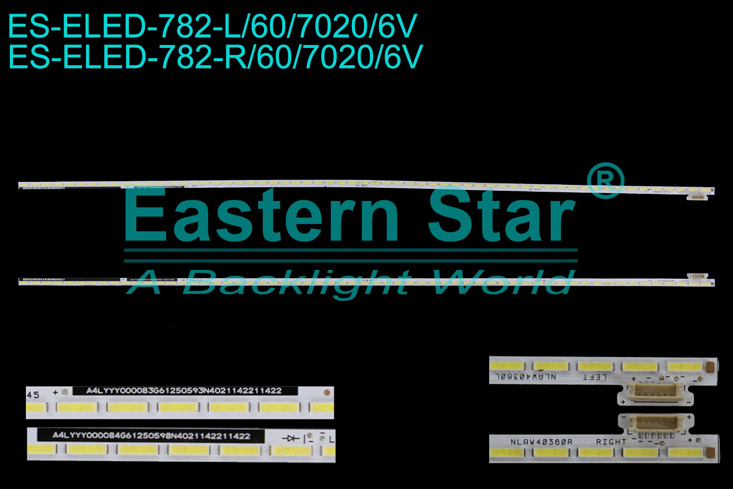 ES-ELED-782 ELED/EDGE TV backlight use for 49'' Panasonic TX-49DXW604 L: NLAW40360L A4LYYY000083G61250503N4021142211422  R: NLAW40360R A4LYYY000084G61250598N4021142211422 LED STRIPS(2)