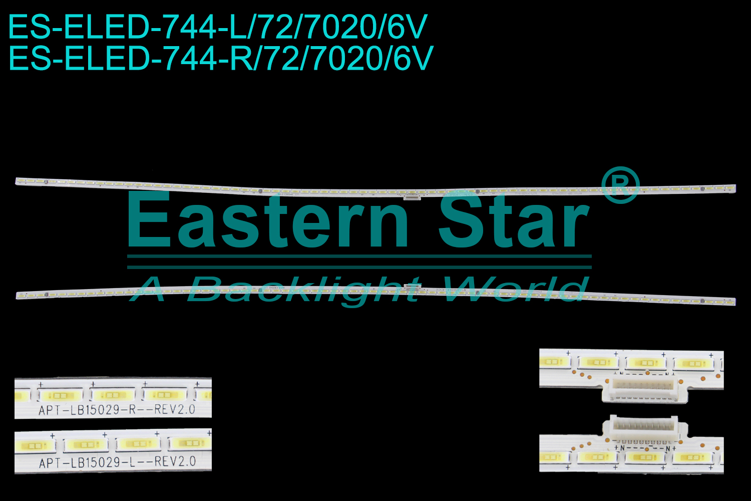 ES-ELED-744 ELED/EDGE TV backlight use for 55'' Skyworth 55G7200 APT-LB15029-L--REV2.0 APT-LB15029-R--REV2.0  LED STRIPS(2)