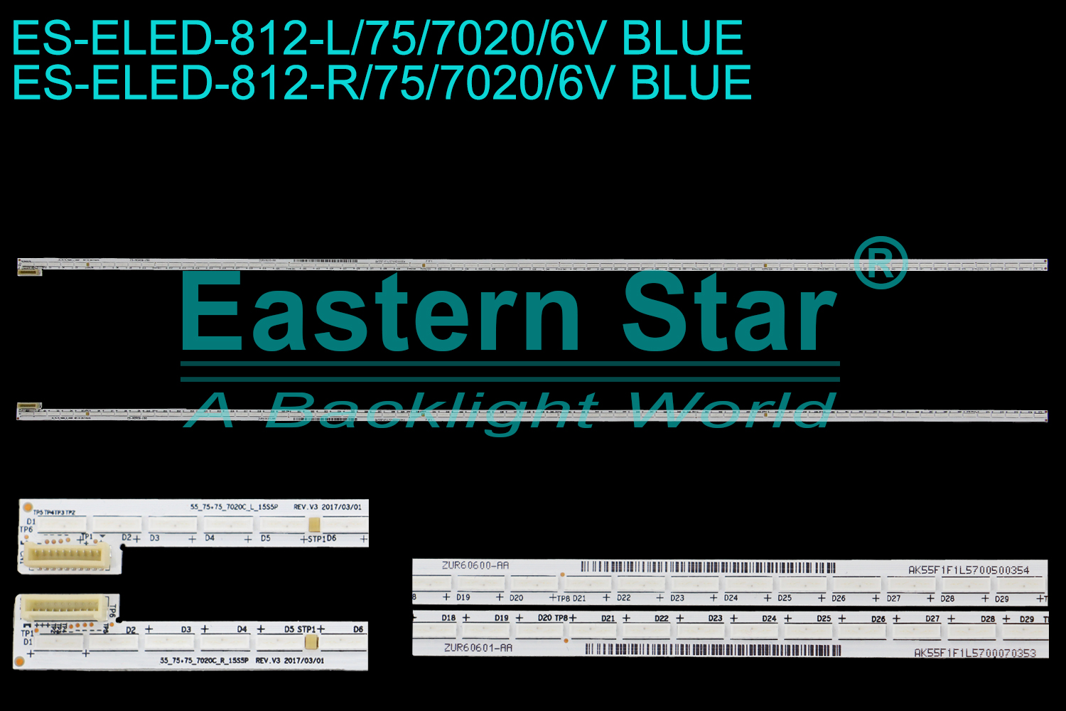 ES-ELED-812 ELED/EDGE TV backlight use for 55'' Arcelik/Beko/Grundig A55L9799 L/R: 55_75+75_7020C_L/R_15S5P REV.V3 2017/03/01 E348435 CS-MCPCB-150 ZUR60600-AA AK55F1F1L5700500354  LED STRIPS(2)