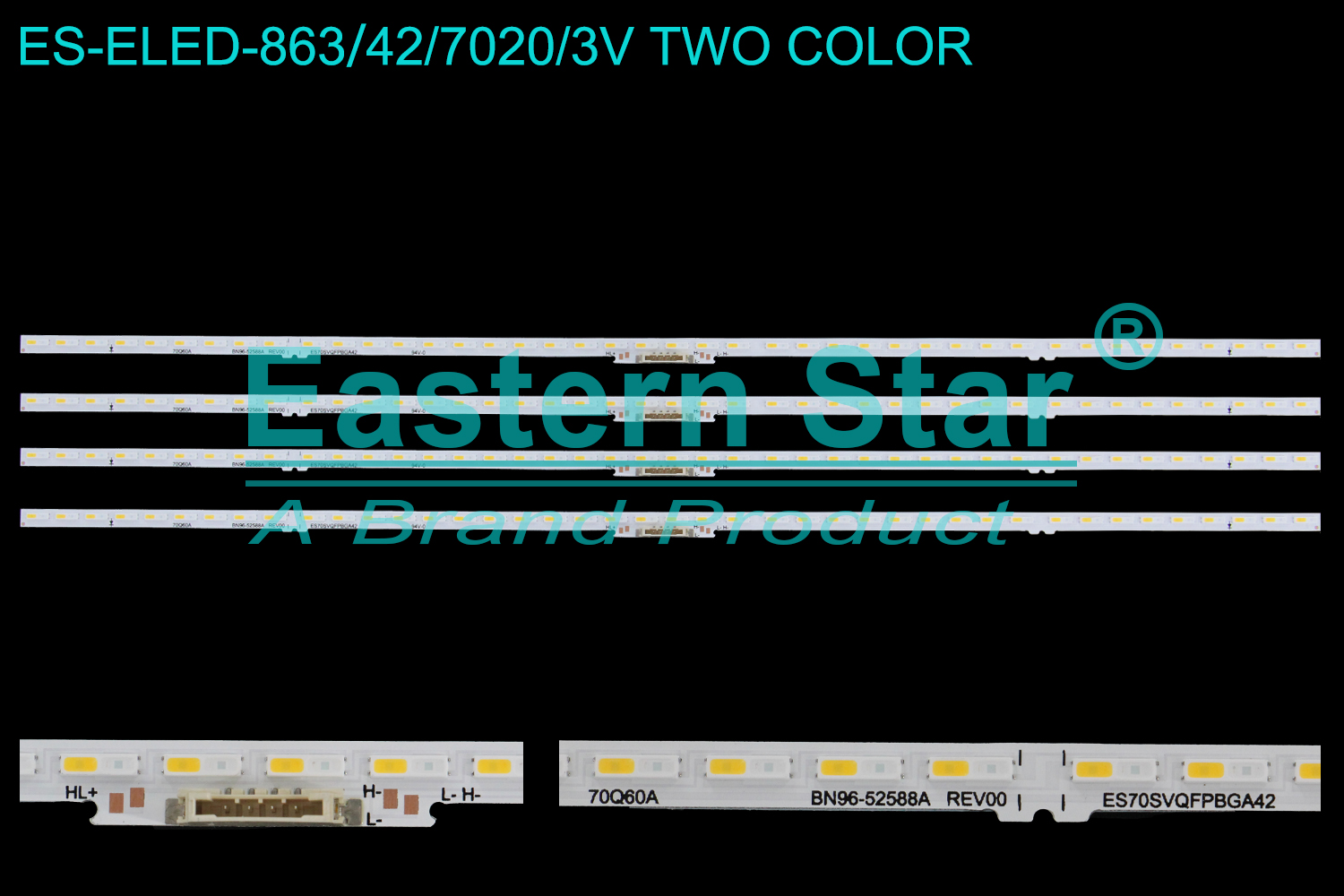 ES-ELED-863 ELED/EDGE TV backlight use for 70'' Samsung  QN70Q60AAFXZA  HG70Q60AANFXZA 70Q60A BN96-52588A REV00 ES70SVQFBPGA42 LED BACKLIGHT KITS(4)