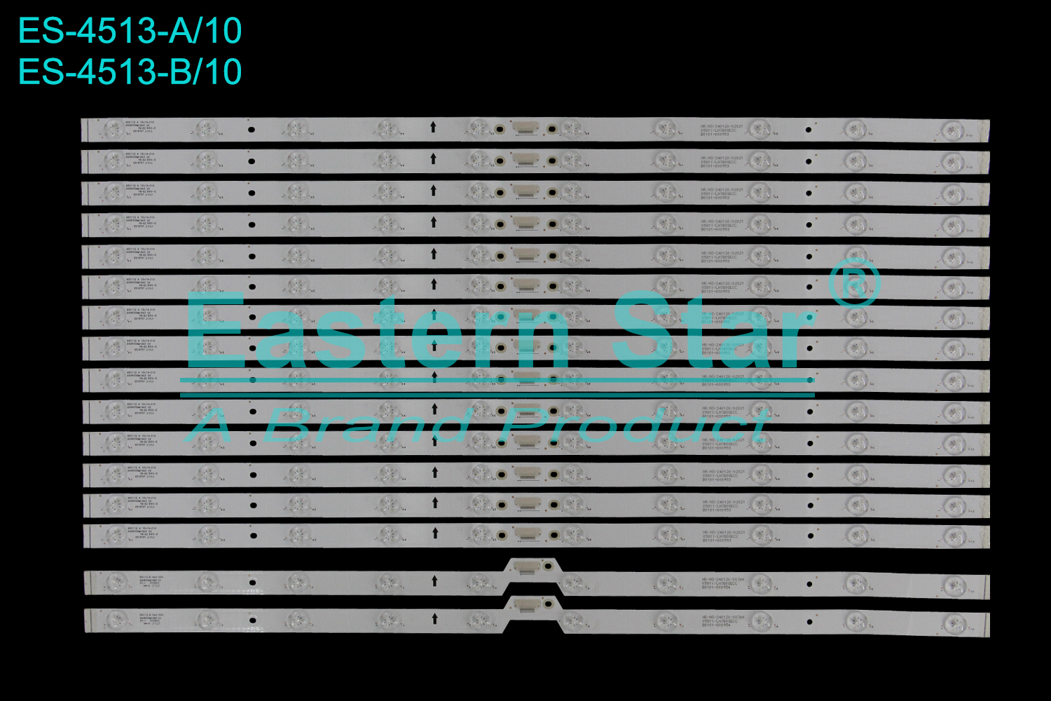 ES-4513 LED TV Backlight use for 65" Tcl LVU650NDJL CS9W19 V1 A: 65C11G A 10*14-C10 65HR330M10A3 V2 YH-02 94V-0 E519757 B: 65C11G B 10*2-C04 65HR330M10B3 V2 BG-L E529852 LED BACKLIGHT KITS(16)