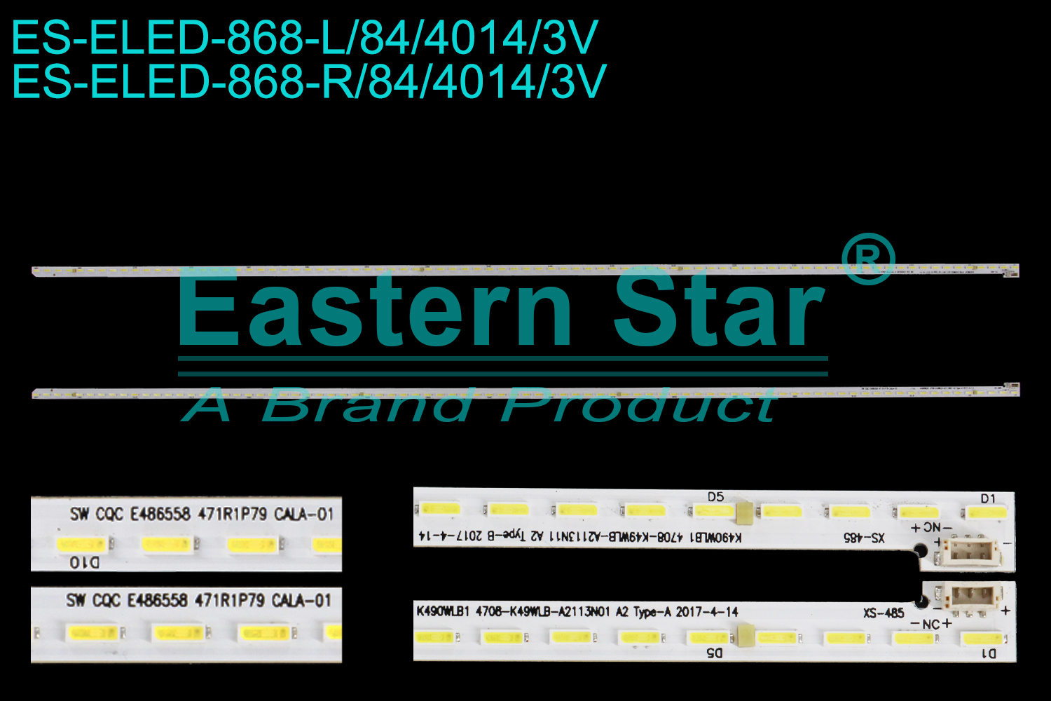 ES-ELED-868 ELED/EDGE TV backlight use for 49'' Panasonic/Philips 49PUF7031/T3  L:K490WLB1 4708-K49WLB-A2113N01 A2 Type-A 2017-4-14 R:K490WLB1 4708-K49WLB-A2113N11 A2 Type-B 2017-4-14 LED BACKLIGHT KITS(2)