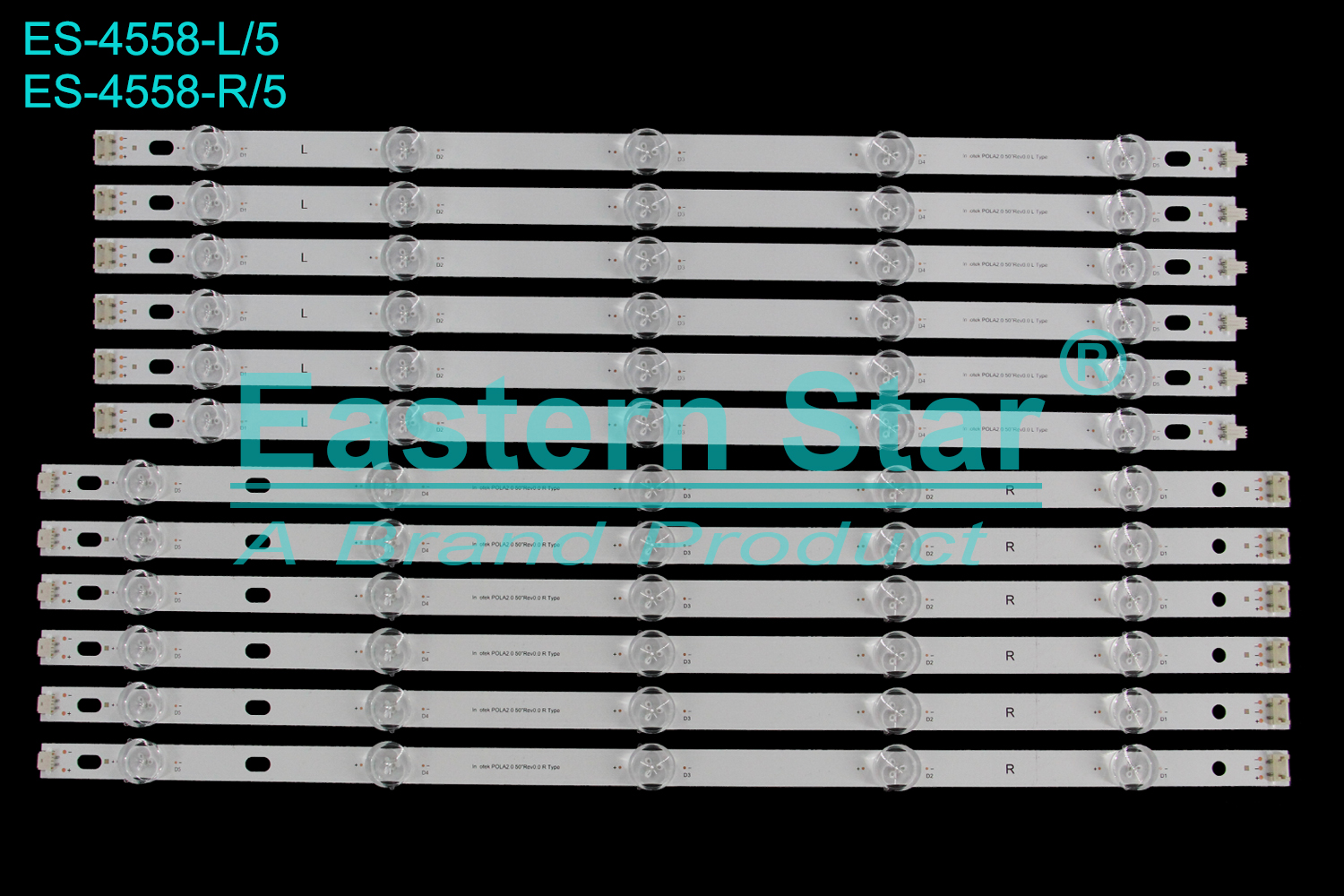 ES-4558 LED TV Backlight use for 50" Lg 50LN5100/50LN5100-UB L: POLA2.0 50" REV0.0 L TYPE R: POLA2.0 50" REV0.0 R TYPE LED BACKLIGHT KITS(12)