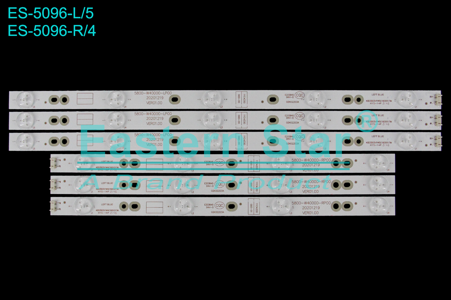 ES-5096 LED TV Backlight use for 40" Skyworth  40E360E 40E5CHR L：5800-W40000-LP00 20201219 VER01.00 R: 5800-W40000-RP00 20201219 VER01.00 LED BACKLIGHT STRIP(6)