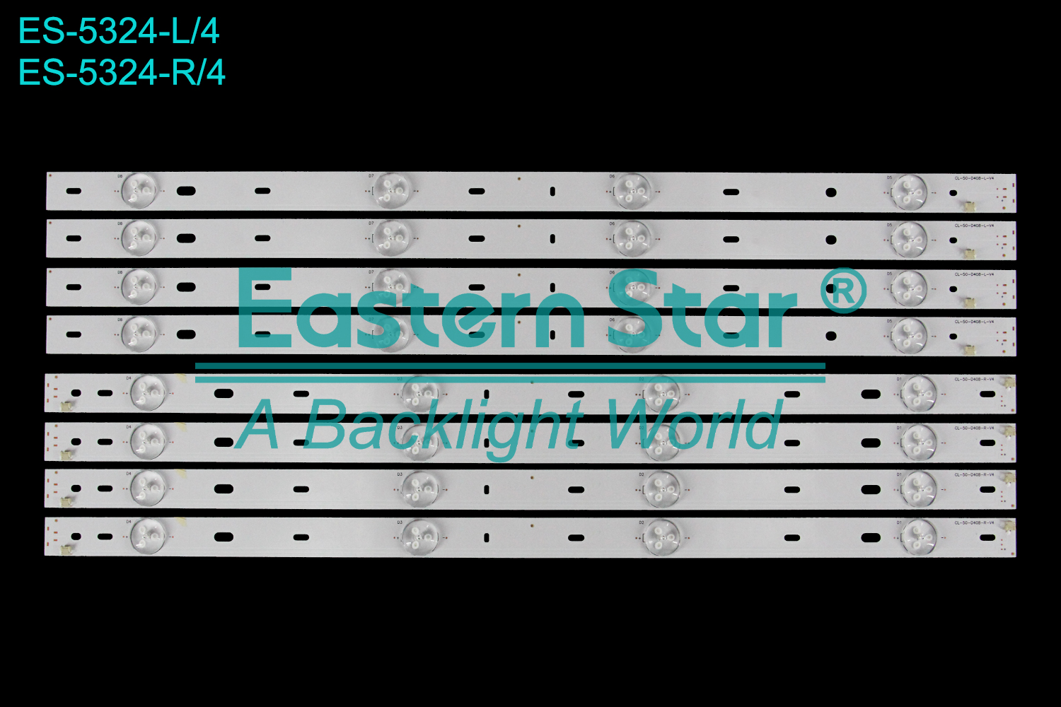 ES-5324 LED TV Backlight use for 50" Sharp/Philips  50pfg4109/78 50PFL3088H/12，50PFG4109，LC-50LD265 R: CL-50-D408-R-V4 L: CL-50-D408-L-V4  LED BACKLIGHT STRIP(8)