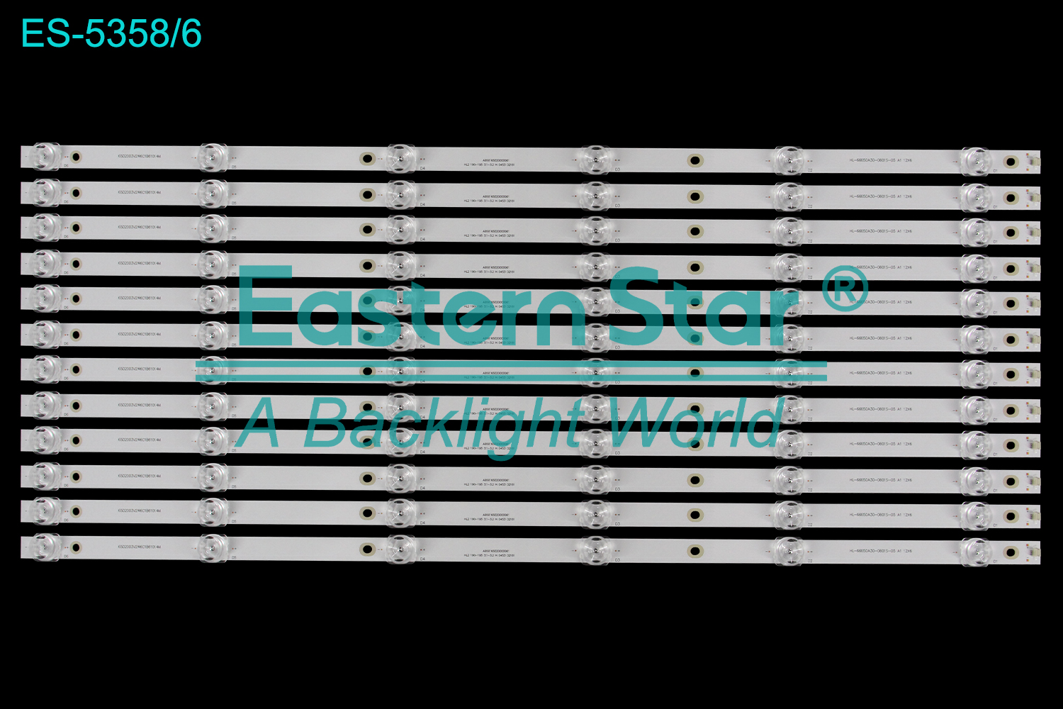 ES-5358 LED TV Backlight use for 65" Leeco  D65PPUC22 HL-66650A30-0601S-05 A1 12X6 A050165D20000001 HL2 190-195 3.1-3.2 H 0453 02161  LED BACKLIGHT STRIP(12)