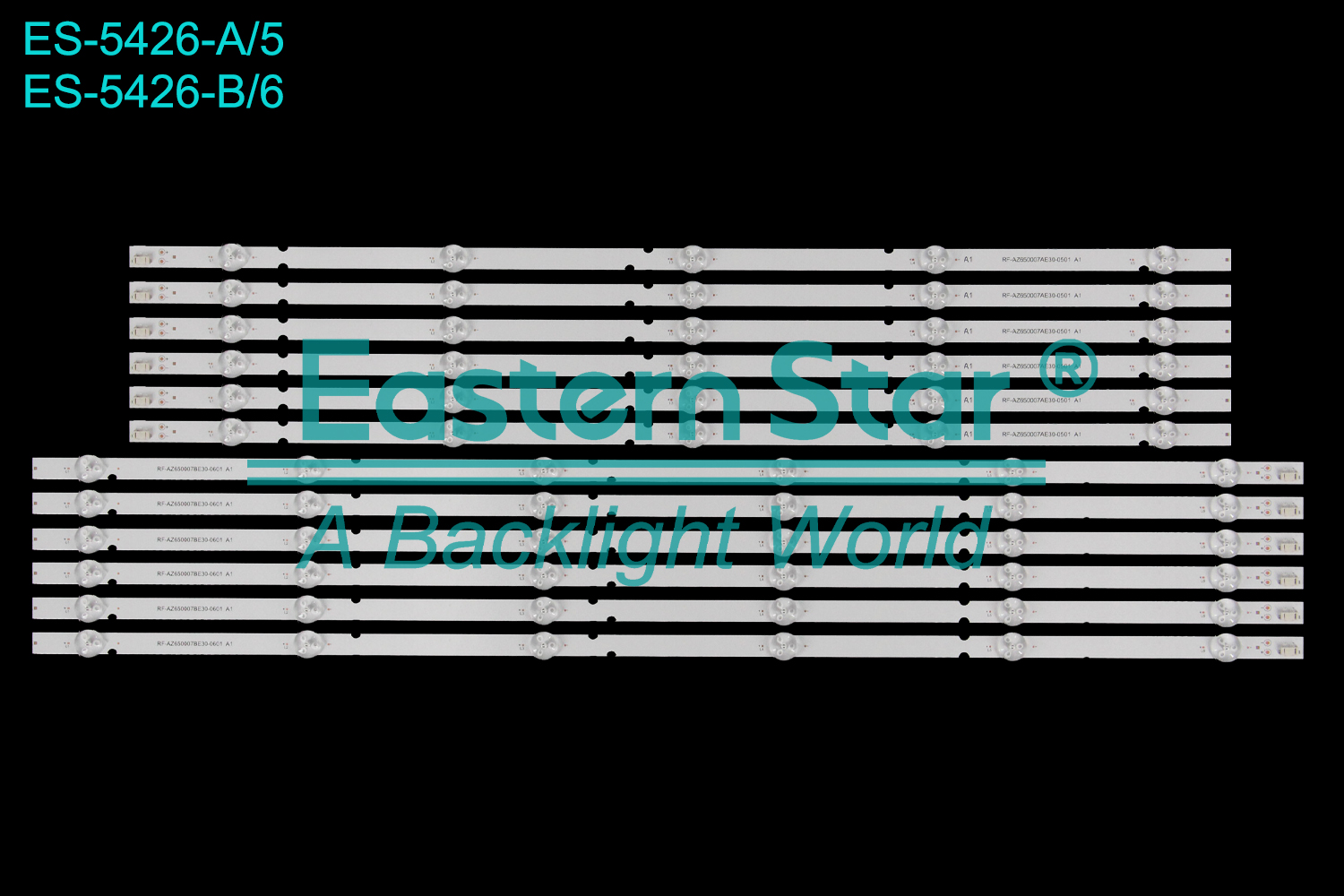 ES-5426 LED TV Backlight use for 65" Philips  65PUF6192/T3 65PUF6112 A:RF-AZ650007AE30-0501 A1 B:RF-AZ650007BE30-0601 A1 LED BACKLIGHT STRIP(12)