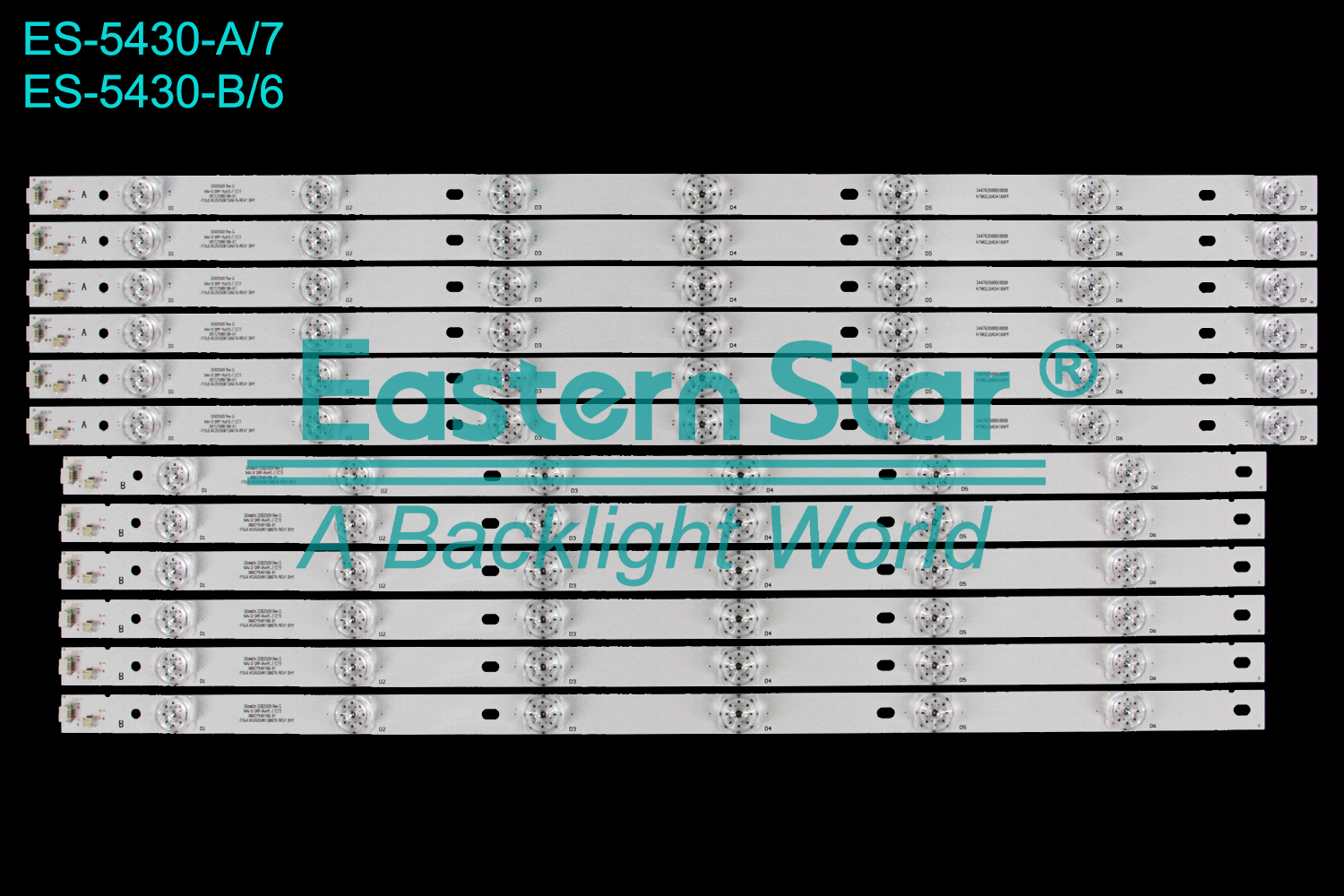 ES-5430 LED TV Backlight use for 55" Samsung UA55MUF30ZJXXZ A:CRH-F55JL4S35350613A676-REV1.0HY 2D02509 REV.G 3B7CY58618A-01 344762000059000 A7M02J54DA16APF B:CRH-F55JL4S35350613B676-REV1.0HY 2D02509 REV.G 3B6CY54518B-01  LED BACKLIGHT STRIP(12)