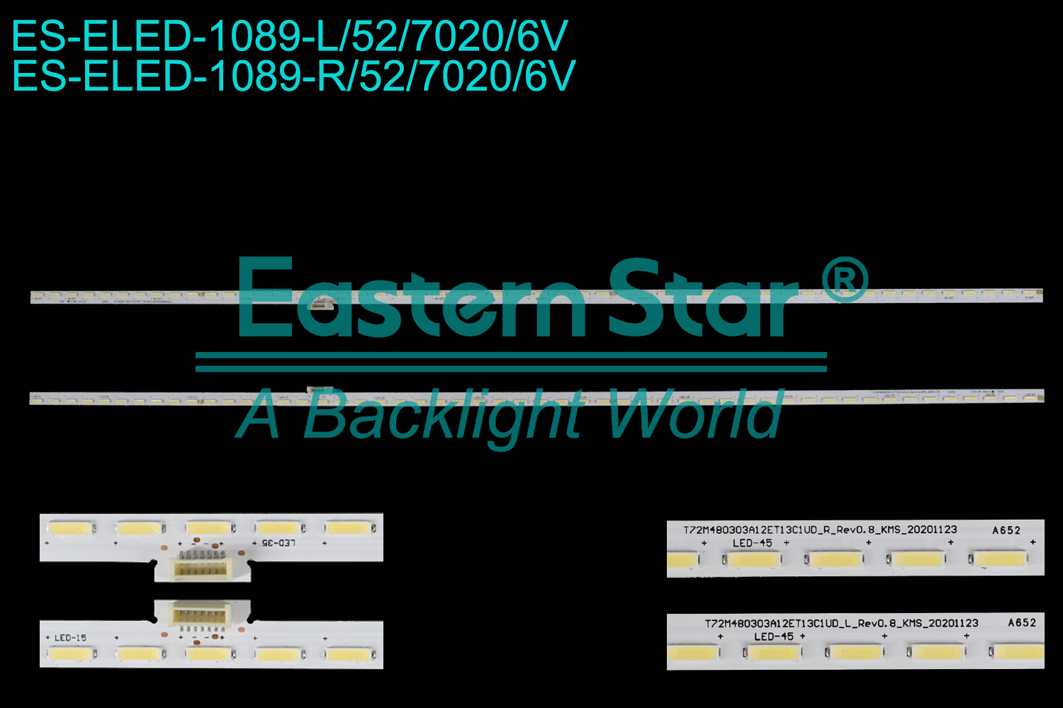 ES-ELED-1089 ELED/EDGE TV backlight use for 48'' Tcl   L48C1-UDG  L48C1-UD L: T72M480303AI2ET13C1UD_L_Rev0.8_KMS_20201123 R: T72M480303AI2ET13C1UD_R_Rev0.8_KMS_20201123 LED BACKLIGHT STRIP(2)
