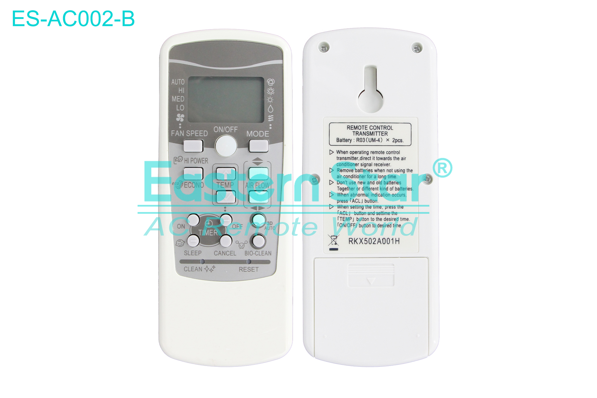 ES-AC002-B High Quality China Remote AC Remote for Mitsubishi Air Conditioner Remote A/C 14 keys