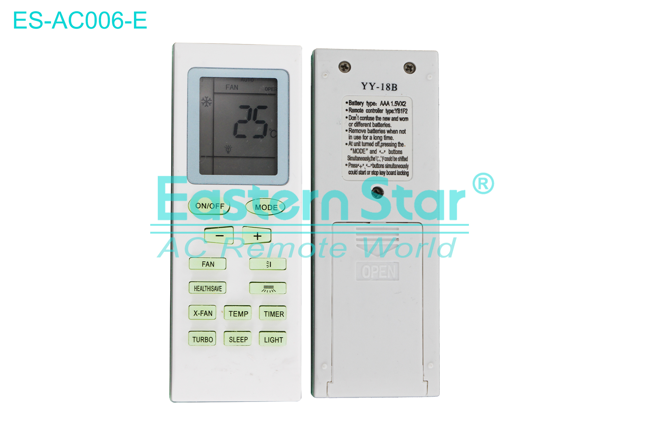 ES-AC006-E High Quality China Remote AC Remote for Gree  Air Conditioner Remote A/C 14 keys