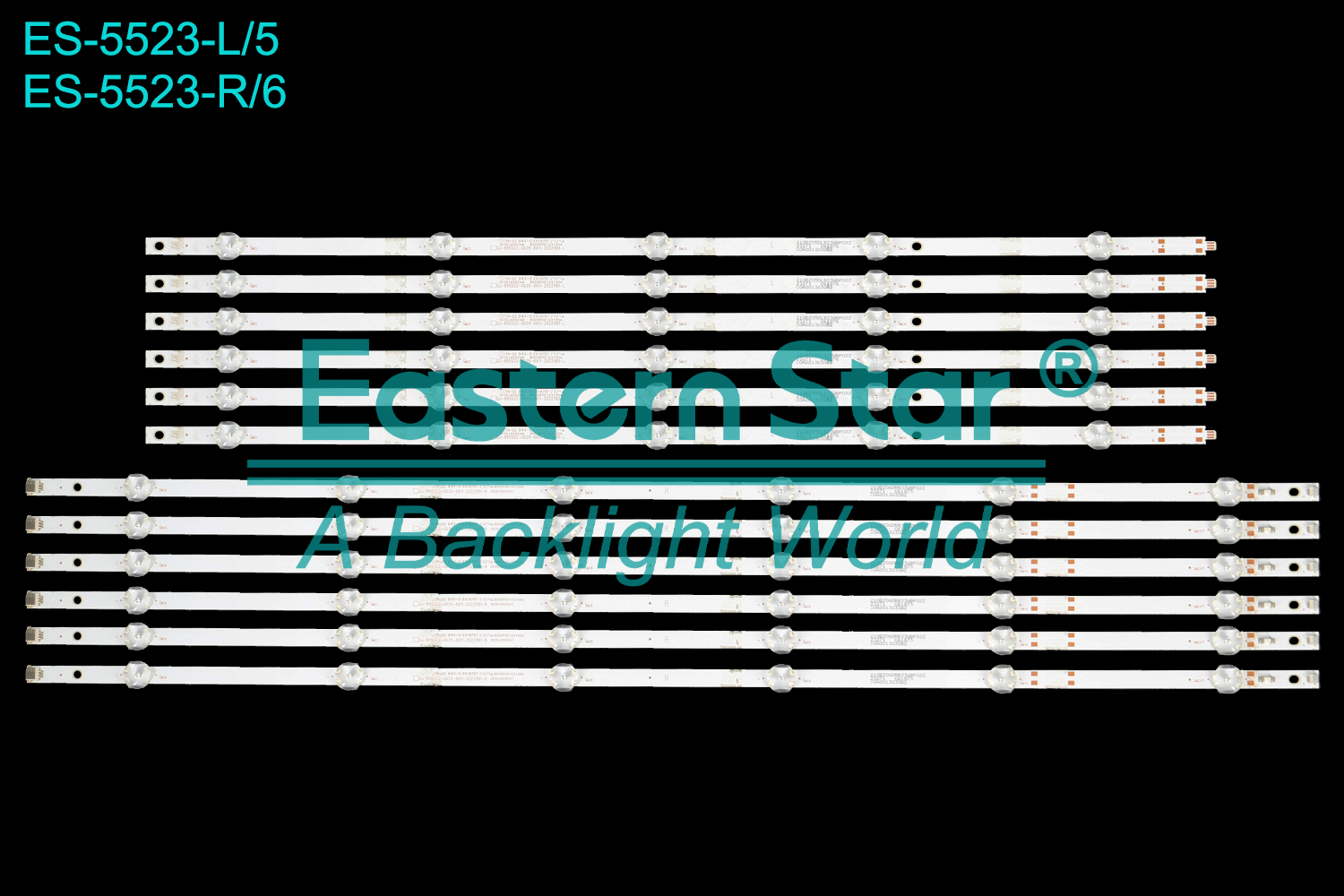 ES-5523 LED TV Backlight use for 65"  Samsung UE65AU7022 ,UE65AU7020 GJ-65SS22-0D35-6X11-20221101-L 303GJ650046 B005P00103165A GJ-65SS22-0D35-6X11-20221101-R 303GJ650047 B005P00103166A LED BACKLIGHT STRIP(12)