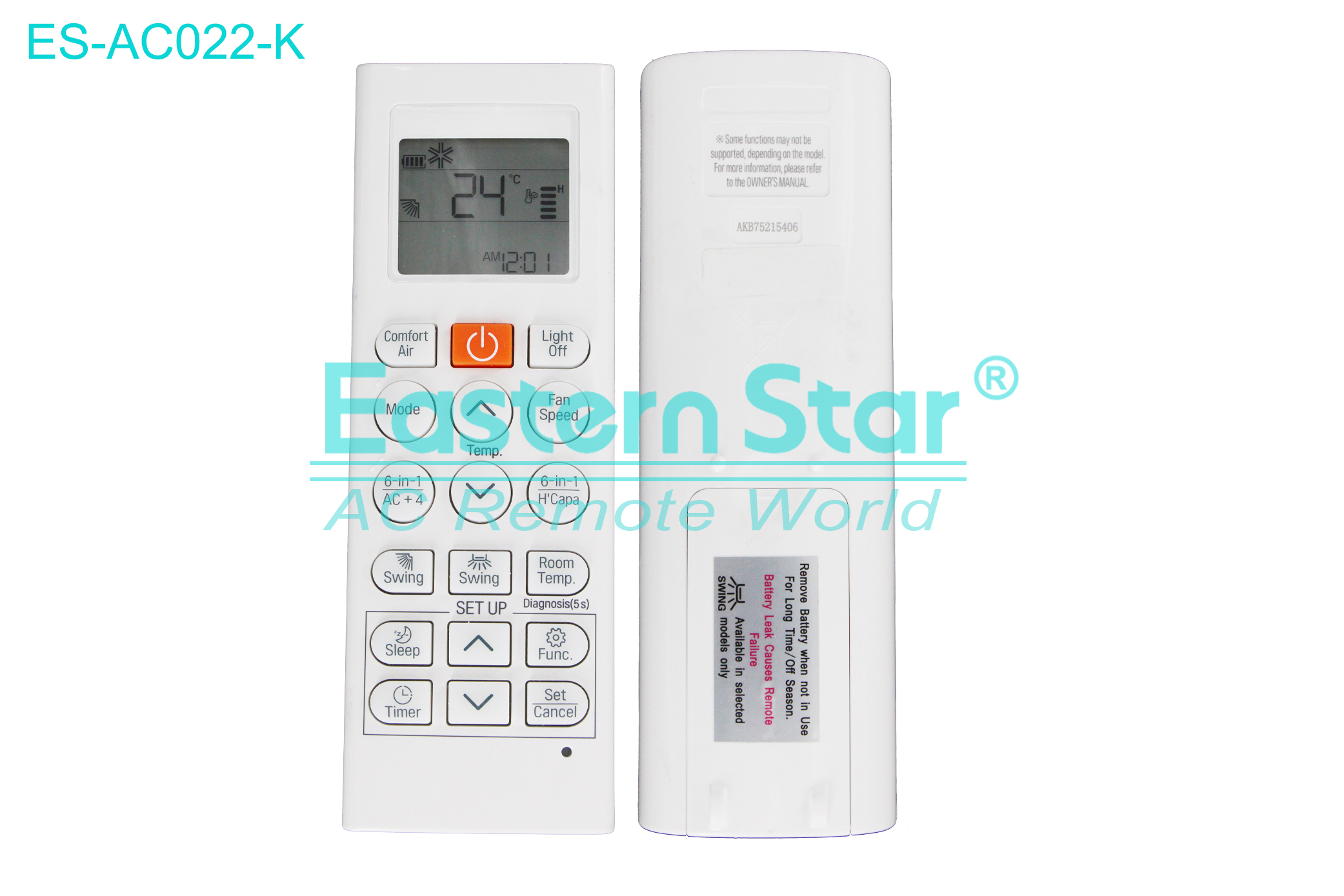 ES-AC022-K High Quality China Remote AC Remote for Lg  Air Conditioner Remote A/C 18 keys