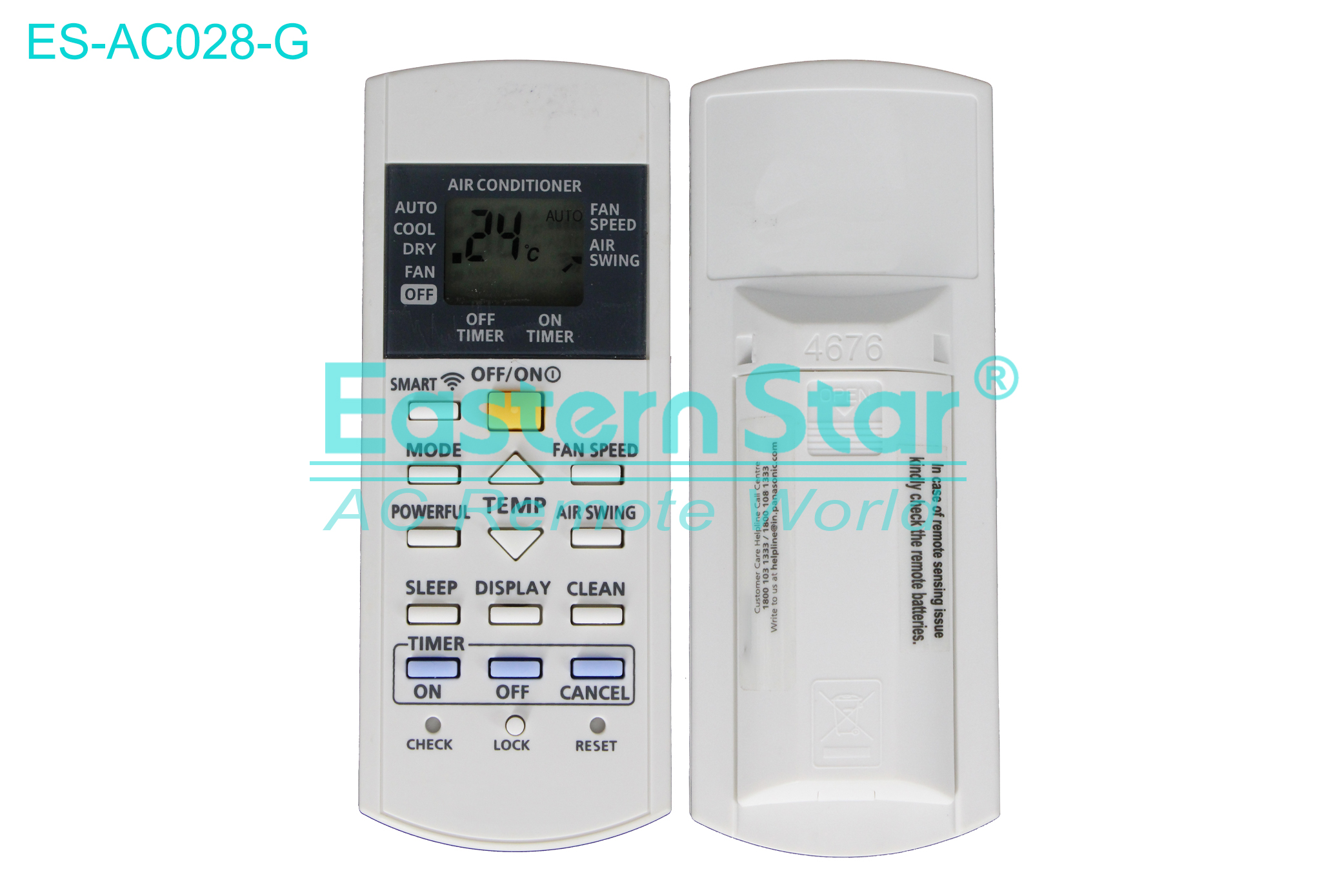 ES-AC028-G High Quality China Remote AC Remote for Panasonic Air Conditioner Remote A/C 17 keys