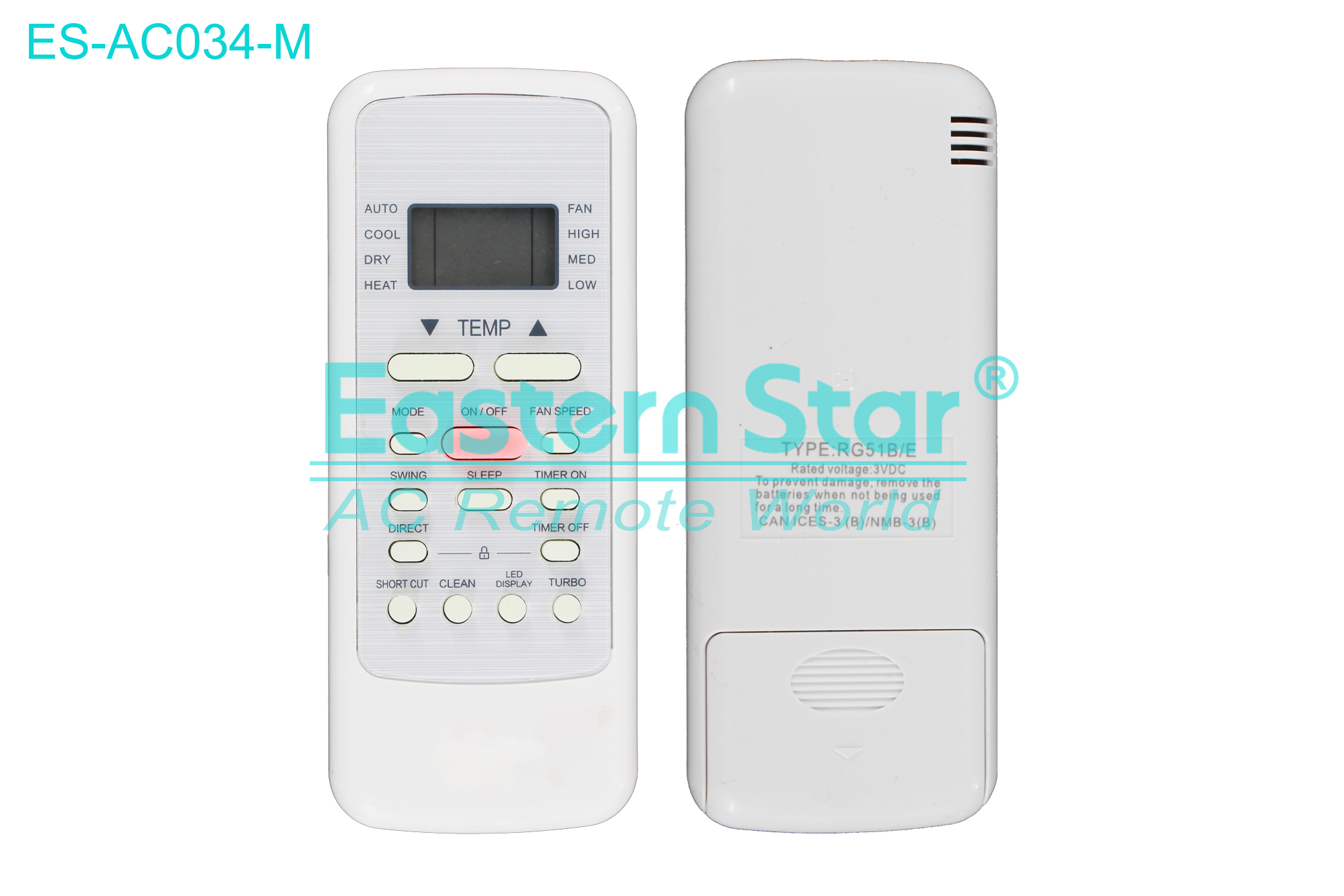 ES-AC034-M High Quality China Remote AC Remote for Midea Air Conditioner Remote A/C 14 keys