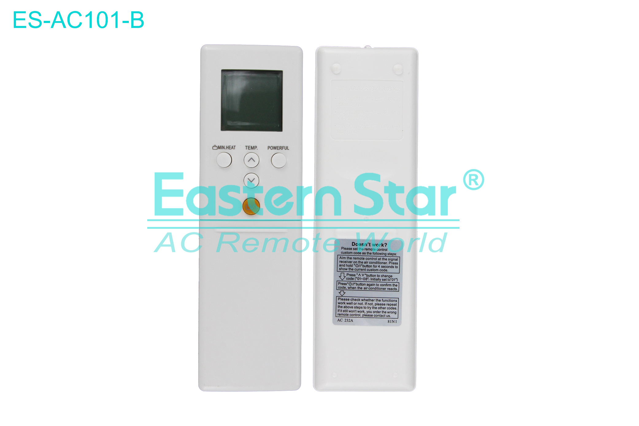 ES-AC101-B High Quality China Remote AC Remote for Fujitsu Air Conditioner Remote A/C 25 keys