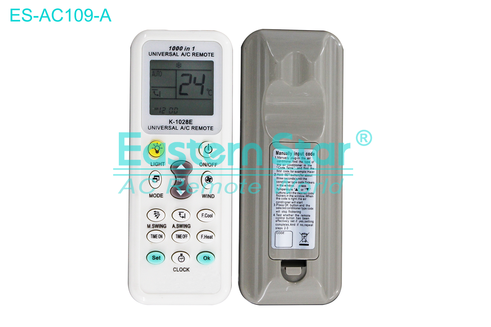 ES-AC109-A High Quality China Remote AC Remote for Universal Air Conditioner Remote A/C 15 keys