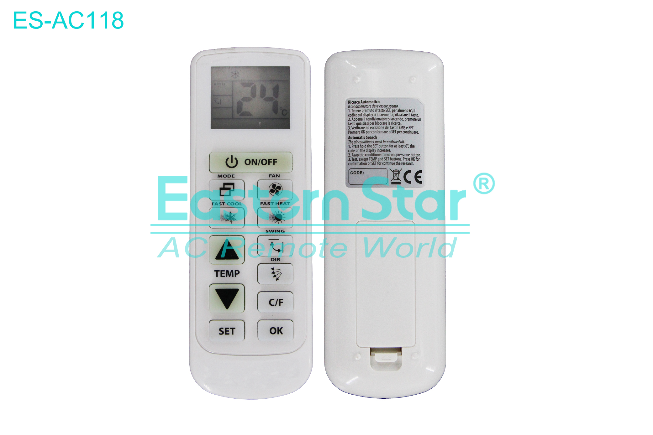 ES-AC118 High Quality China Remote AC Remote for Universal Air Conditioner Remote A/C 12 keys