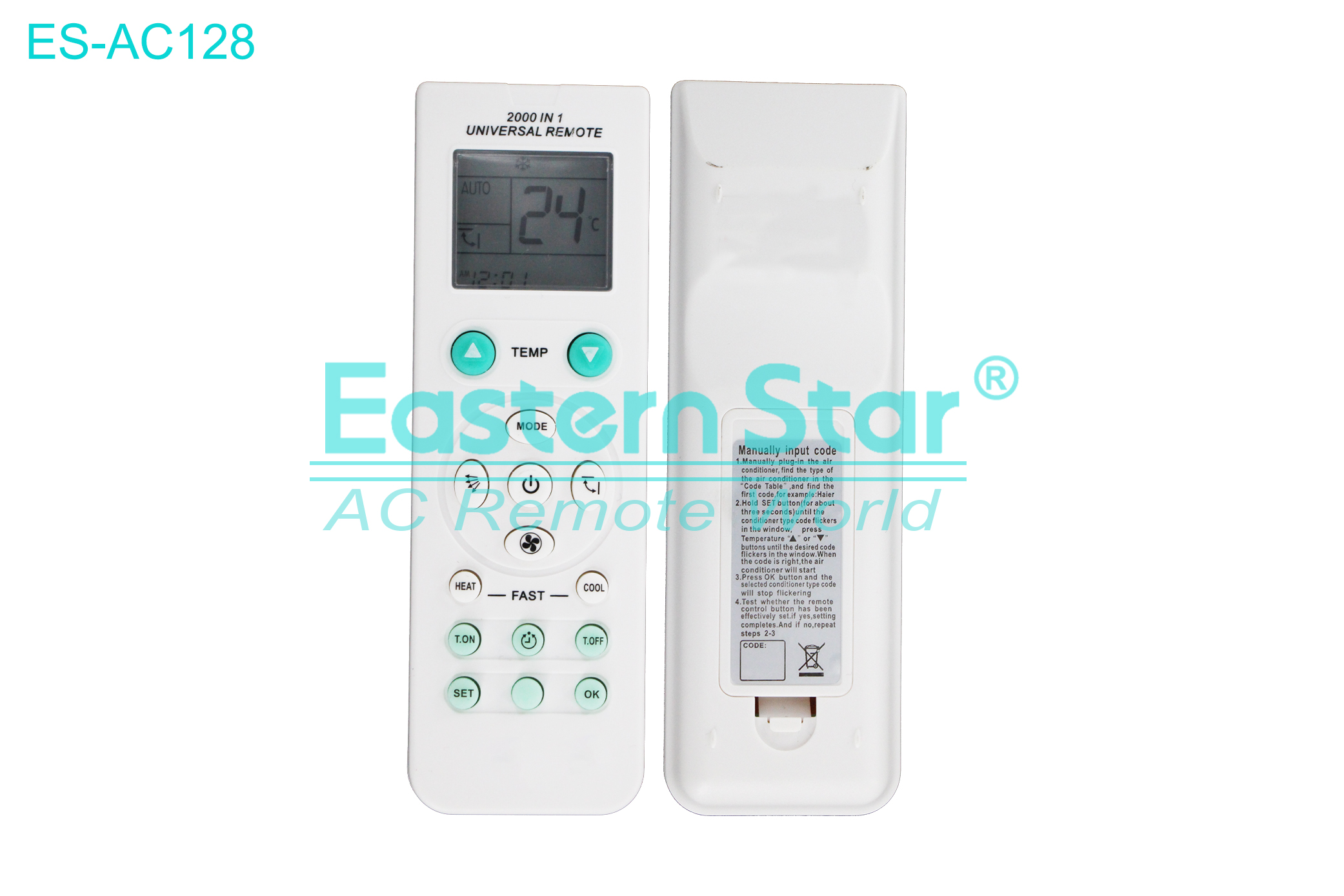 ES-AC128 High Quality China Remote AC Remote for Universal Air Conditioner Remote A/C 15 keys