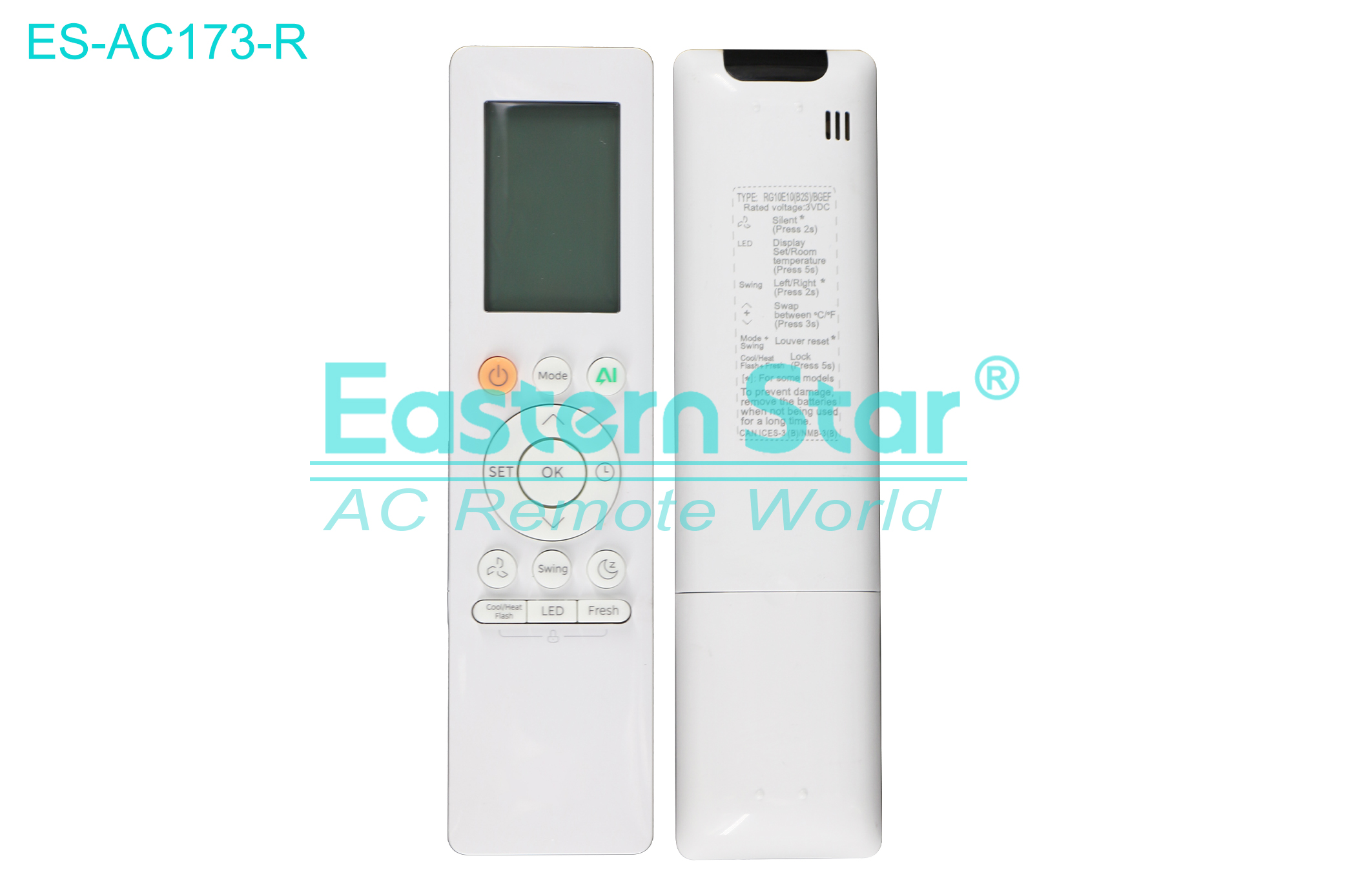 ES-AC173-R High Quality China Remote AC Remote for Midea Air Conditioner Remote A/C 14 keys