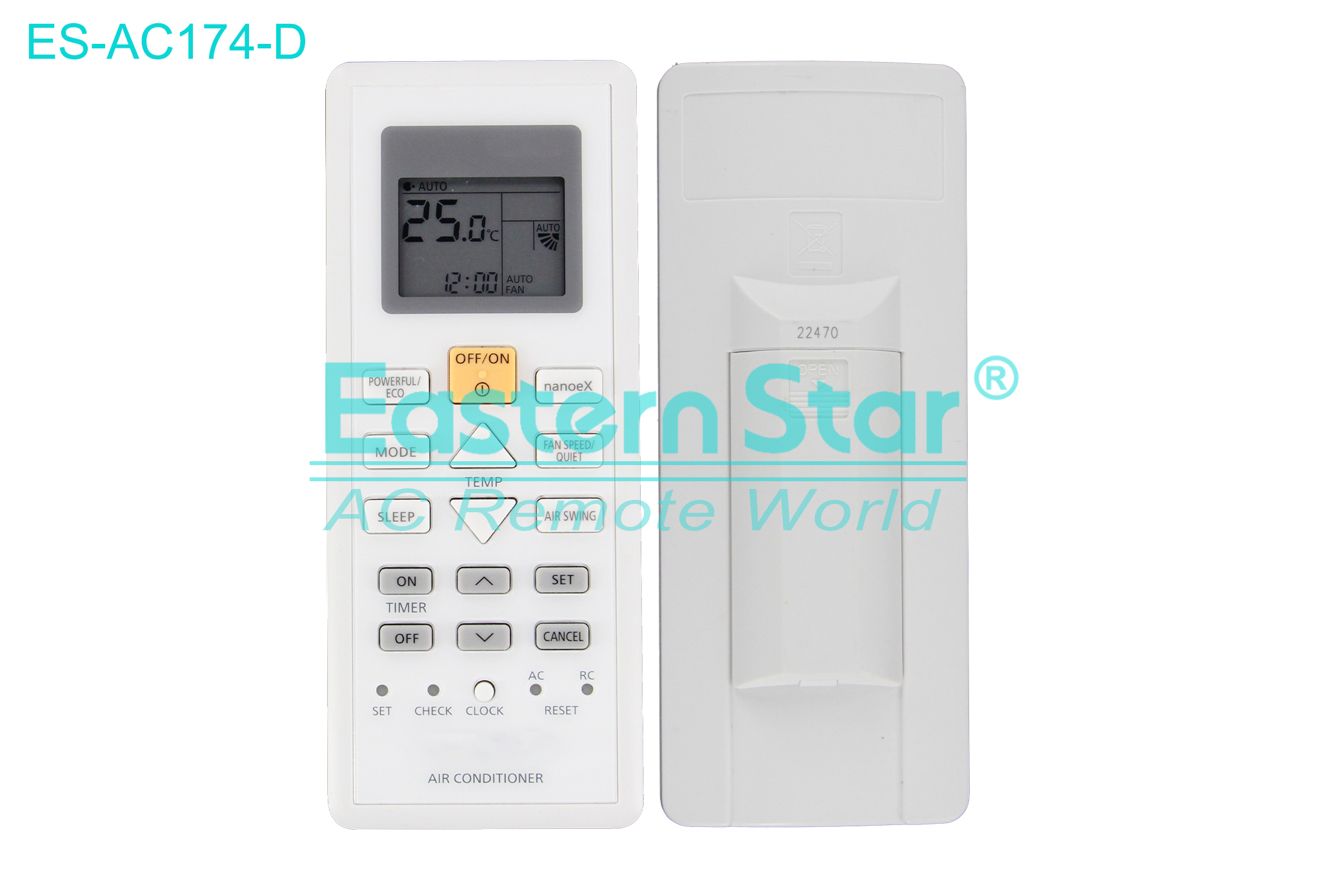 ES-AC174-D High Quality China Remote AC Remote for Panasonic Air Conditioner Remote A/C 20 keys