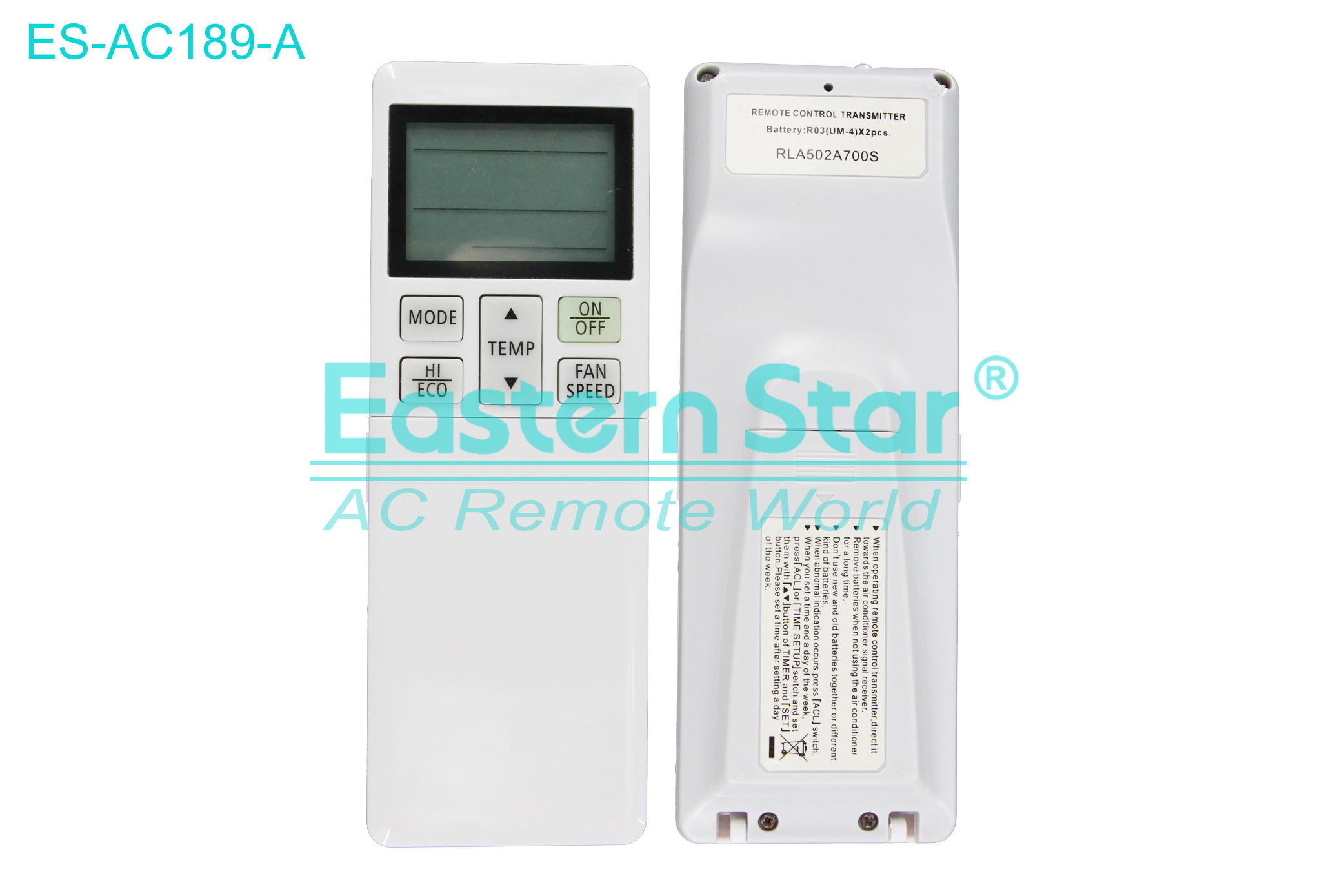 ES-AC189-A High Quality China Remote AC Remote for Mitsubishi Air Conditioner Remote A/C 21 keys