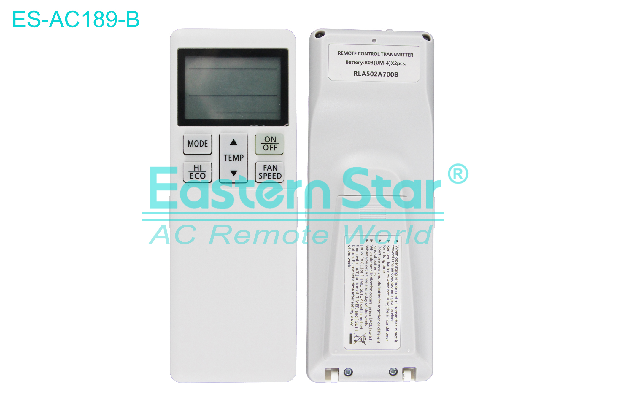 ES-AC189-B High Quality China Remote AC Remote for Mitsubishi Air Conditioner Remote A/C 21 keys